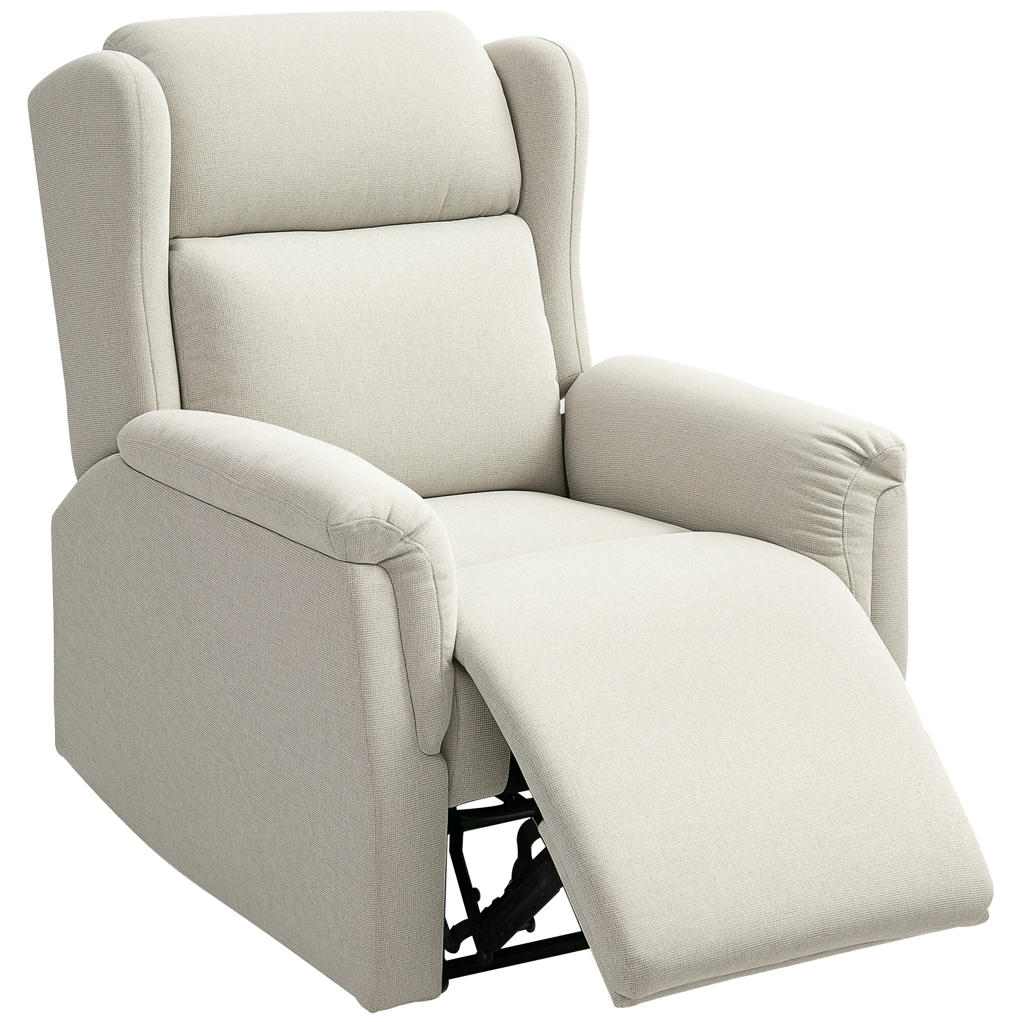 Relaxsessel, Verstellbarer Polstersessel mit Fußstütze, 160° neigbar, Leinenoptik, schneller Aufbau, Beige