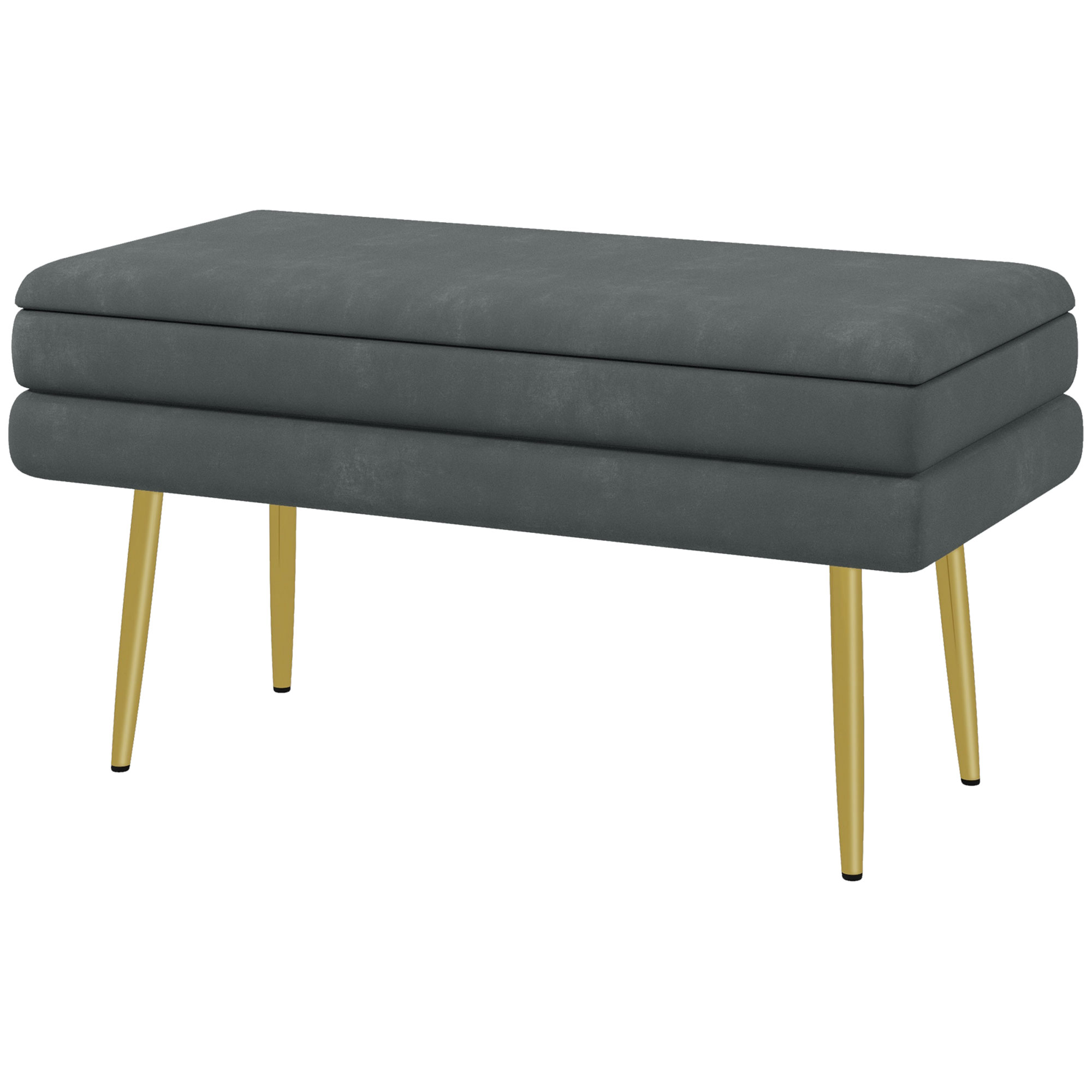 Sitzbank Polsterbank, mit Stauraum, Stahl, 79,5 cm x 37,5 cm x 43 cm, Dunkelgrau