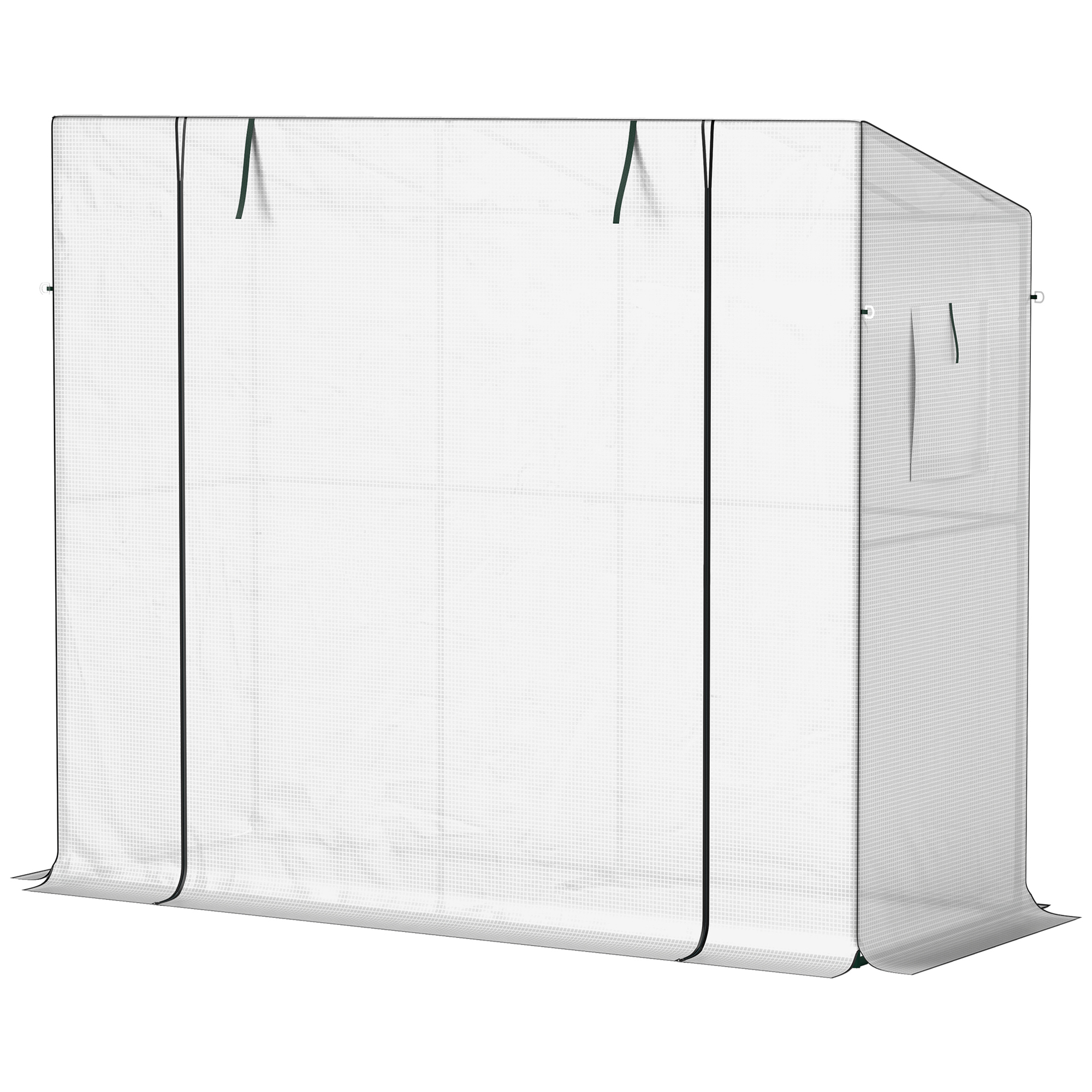 Mini-Gewächshaus, Anlehn-Gewächshaus mit Rolltür und Netzfenstern, UV-beständig, für Blumen, Setzlinge, Pflanzen, Weiß