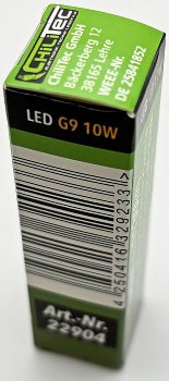 LED Stiftsockel G9, 10W, 1130lm / 330°, 230V, 3000K, warmweiß