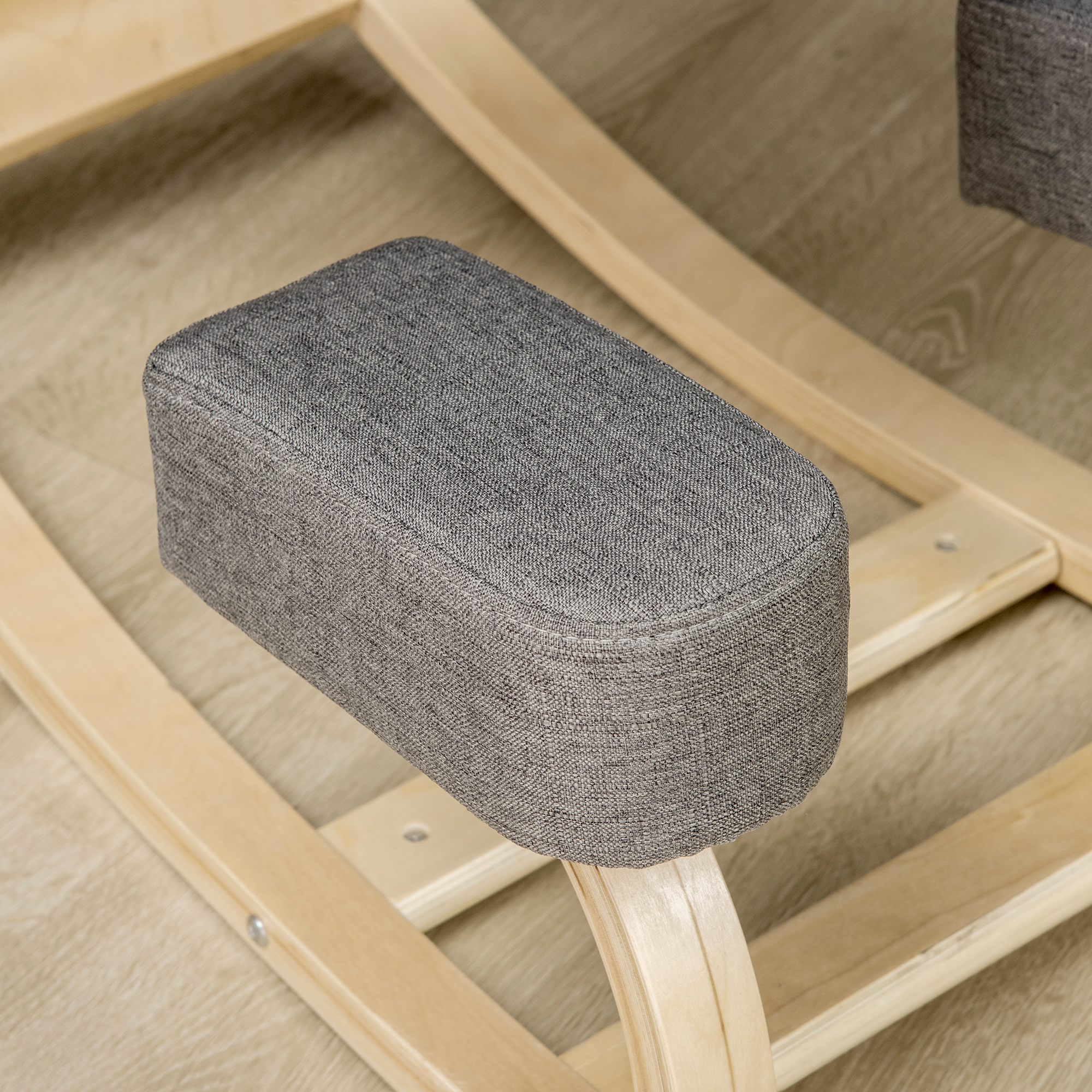 Kniestuhl, ergonomischer Sitzhocker, Polsterhocker für gesunde Sitzhaltung, Birkenholz, 120 kg belastbar, Grau