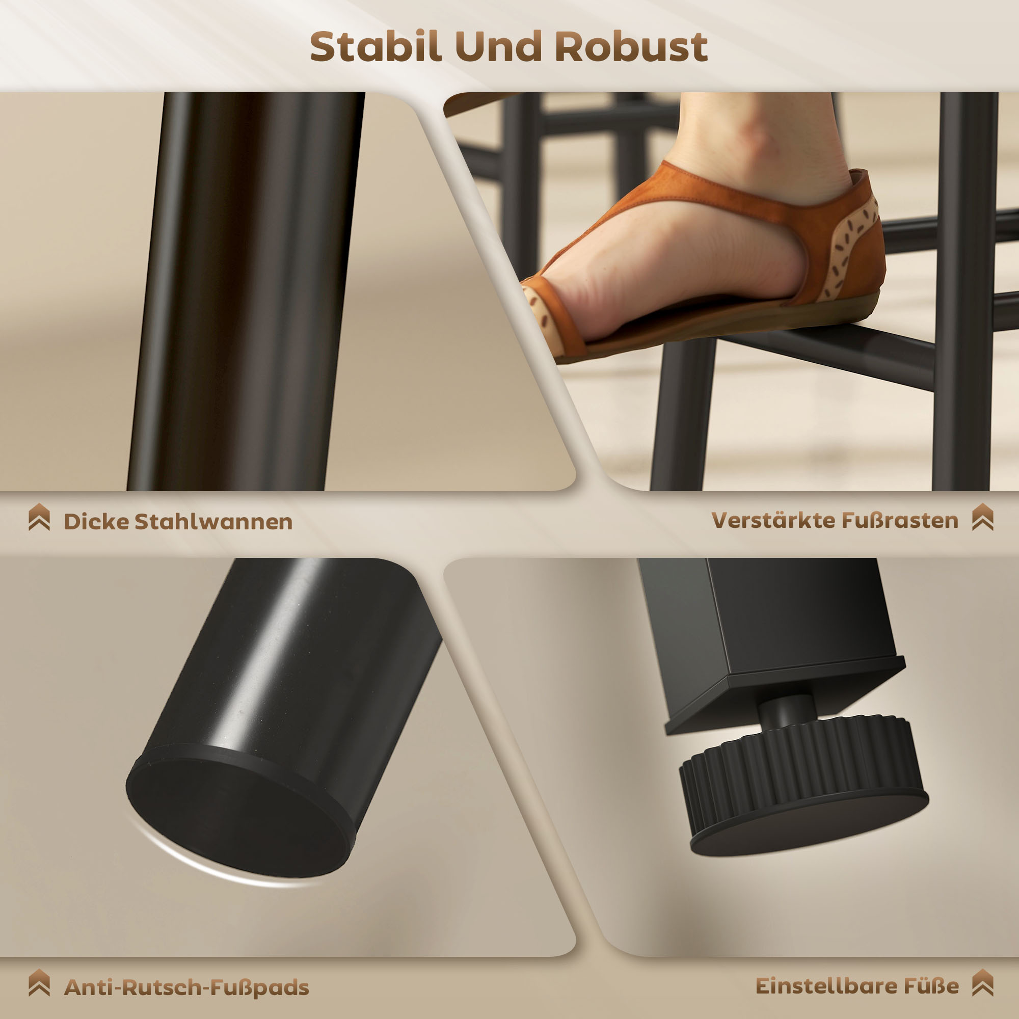 3-tlg. Bartisch-Set mit Stauraum, Weinregalen, Glashaltern, Hockern mit Fußstütze, für kleine Räume, Grau