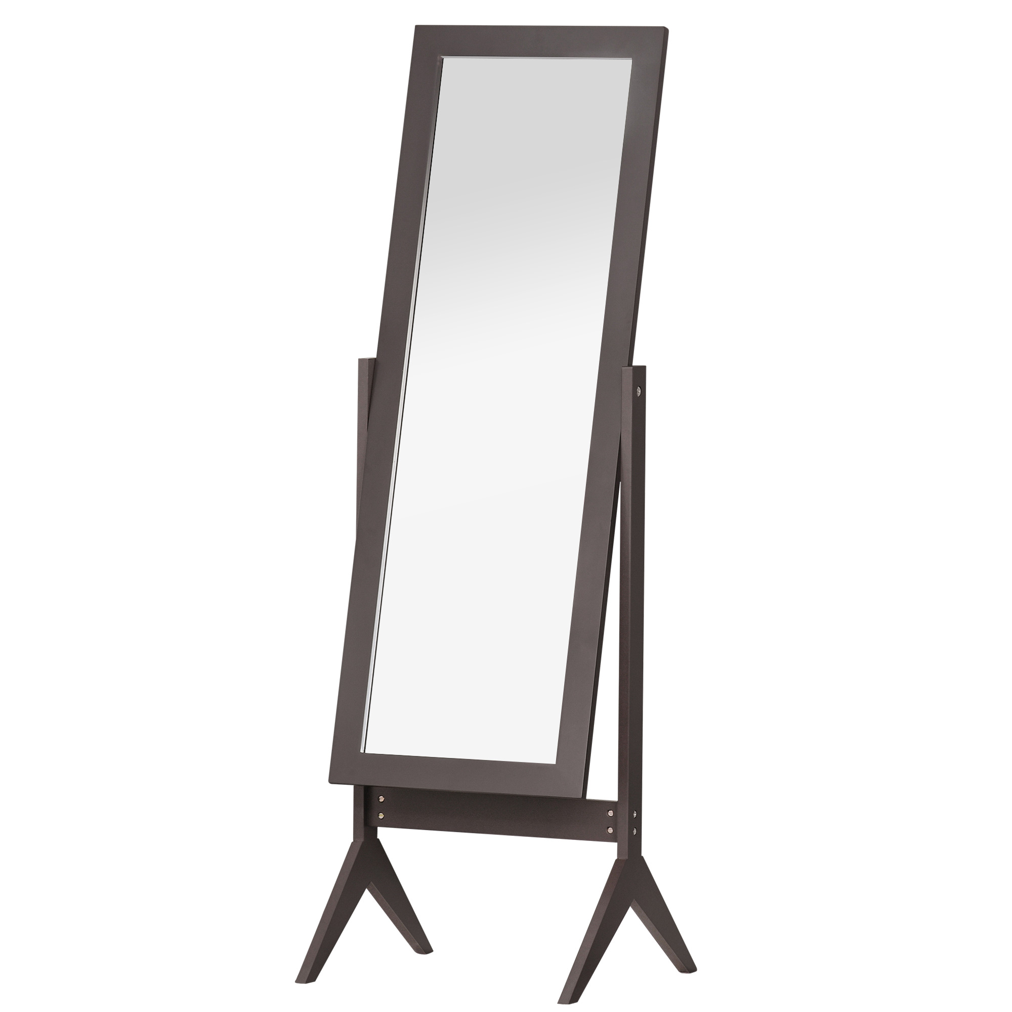 Standspiegel Ganzkörperspiegel Schminkspiegel erhöhte Füße Pflegeleicht MDF Kaffee 47 x 46 x 148 cm