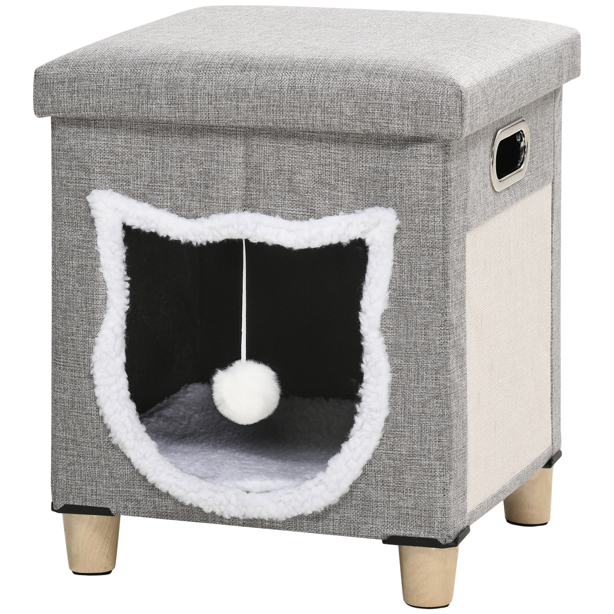 Katzenhöhle, Katzenhaus, inkl. Spielball, waschbares Kissen, 35,5 cm x 35,5 cm  x 42,5 cm