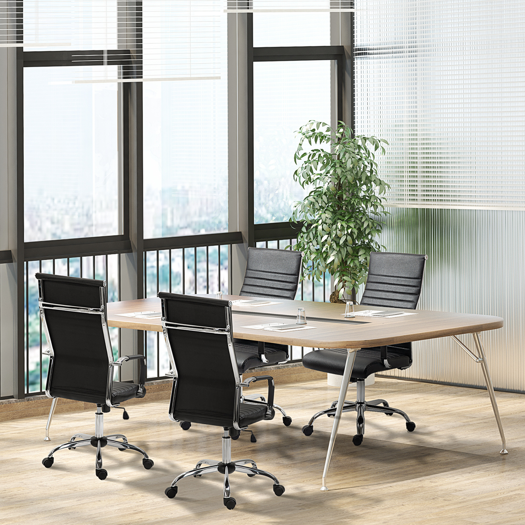 Bürostuhl ergonomischer Schreibtischstuhl mit Wippfunktion Chefsessel höhenverstellbarer Drehstuhl gepolstert Kunstleder Schaumstoff Schwarz 54 x 62 x 104-114 cm