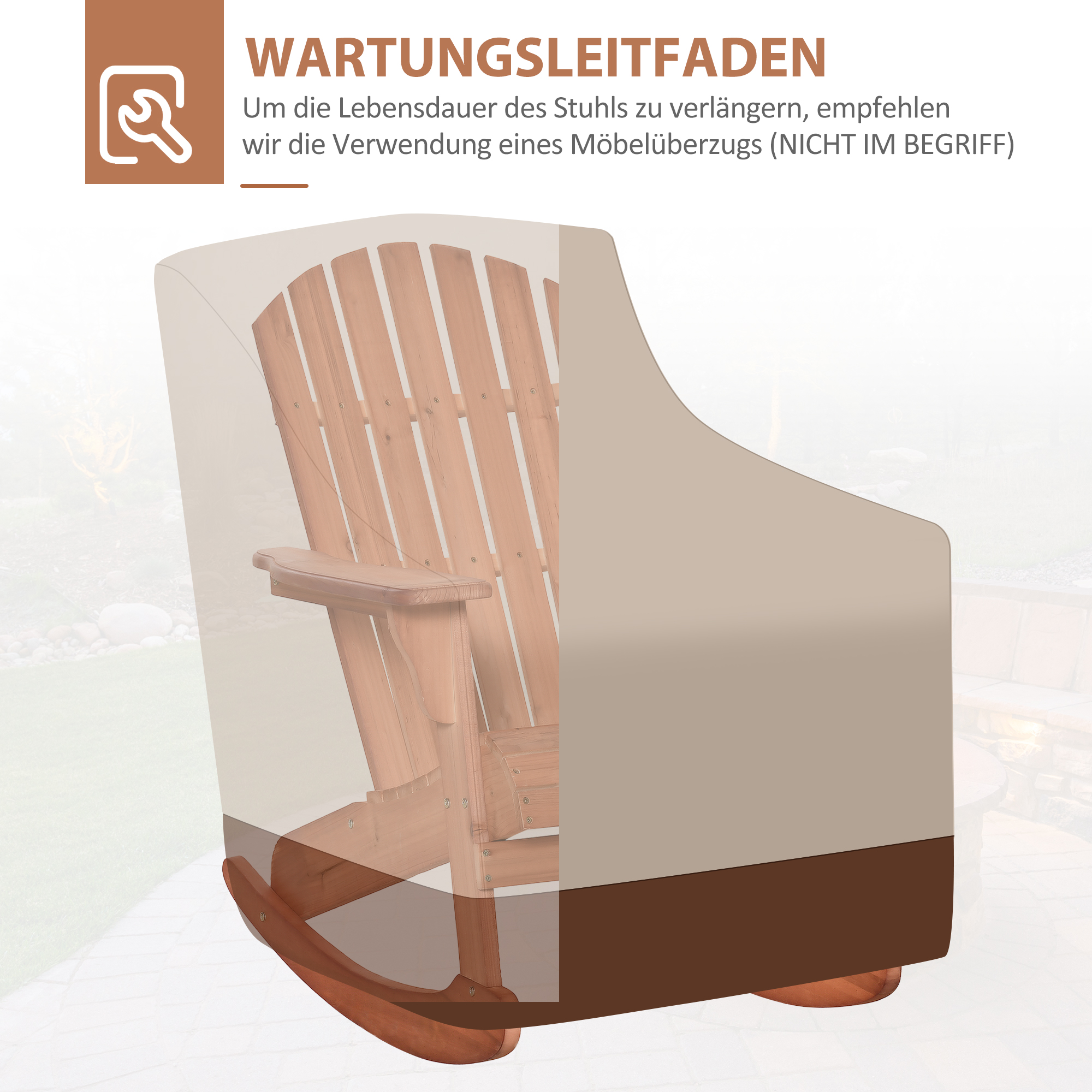 Adirondack Gartenstuhl Schaukelstuhl Schaukelsessel Gartensessel Gartenmöbel Balkonstuhl Natur 77 x 94 x 97 cm