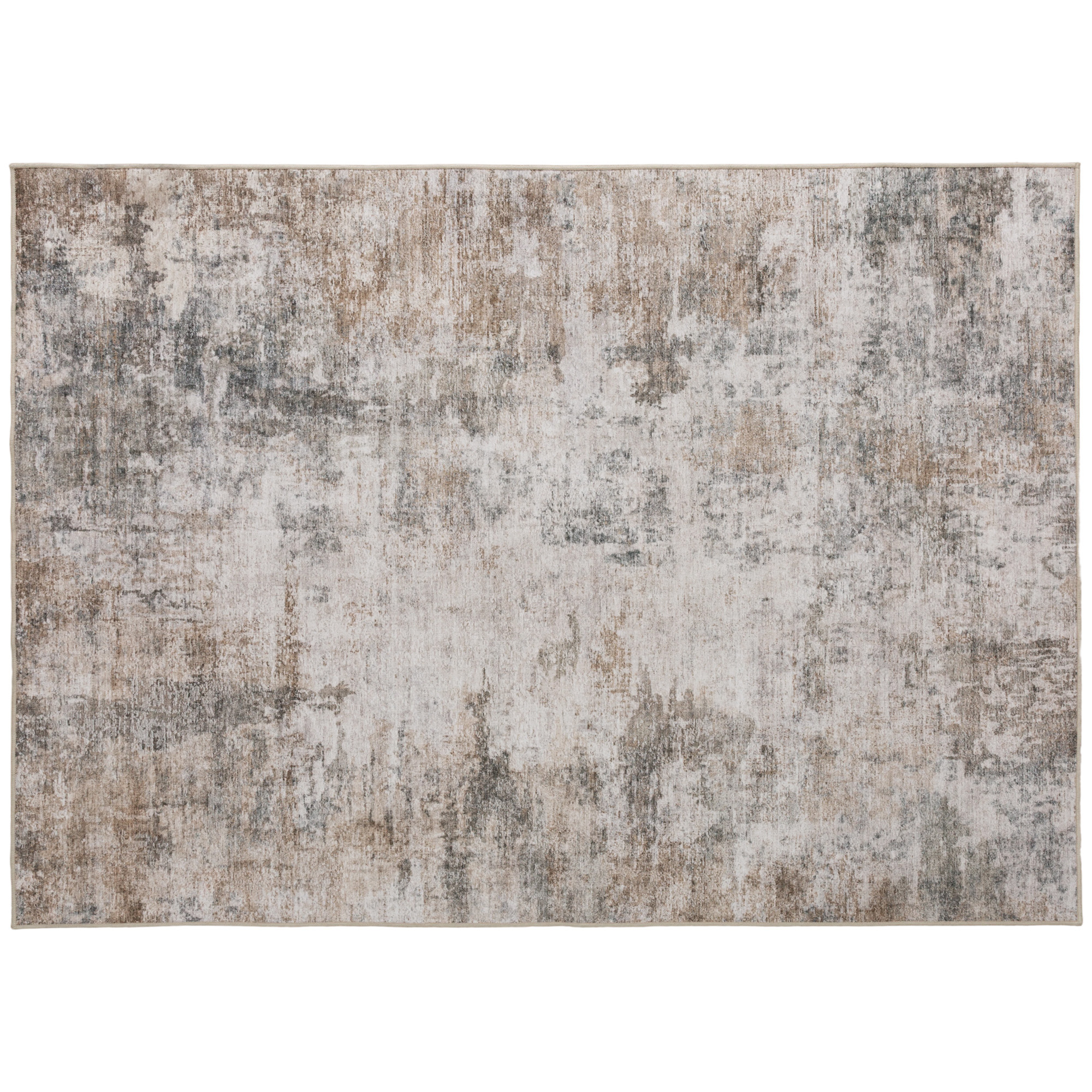 Wohnzimmerteppich, Polyester, modernes künstlerisches Muster, waschbar, Braun