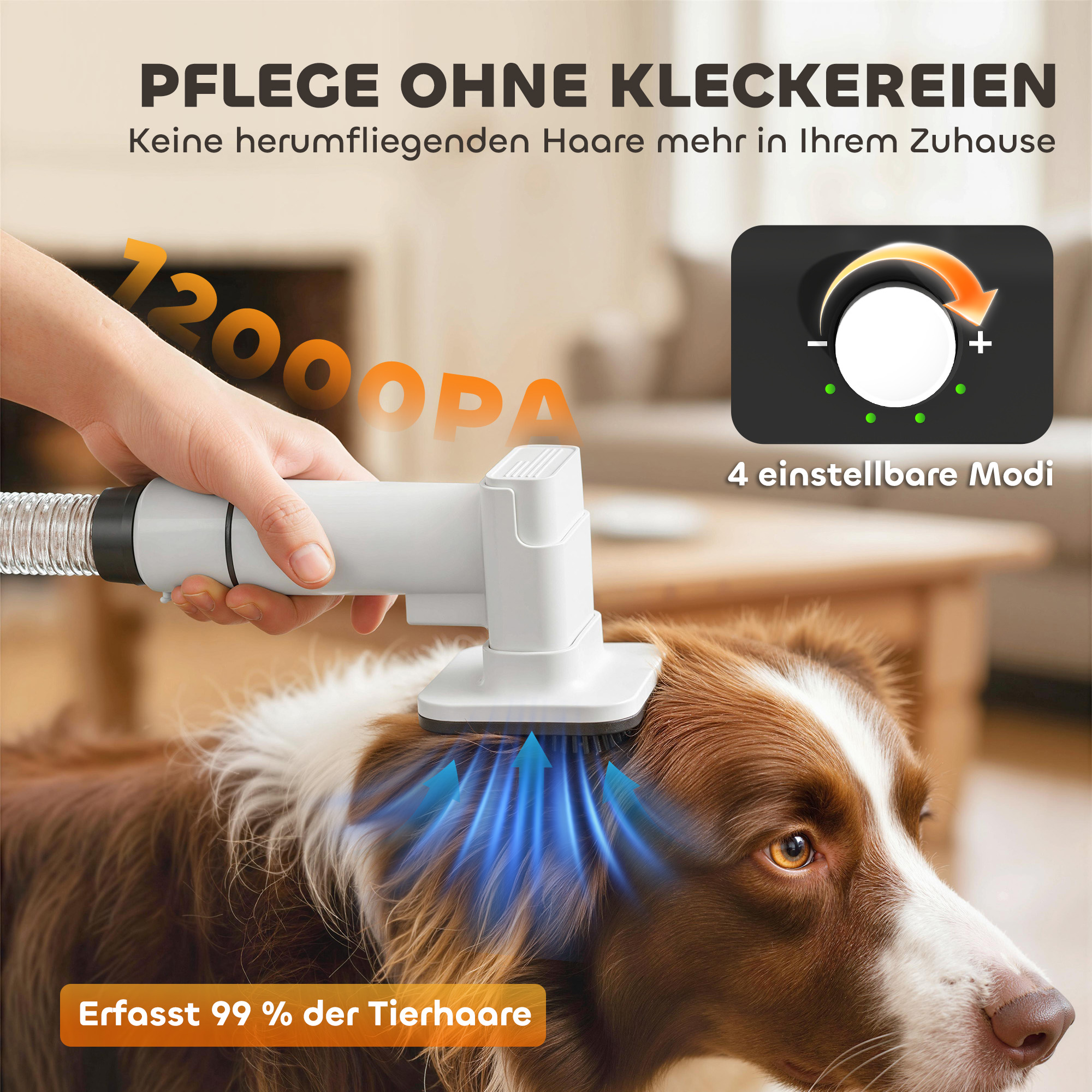 Hundeschermaschine mit Staubsauger leise Schermaschine mit 5 Pflegewerkzeugen für Hunde Katzen Haustiere Weiß