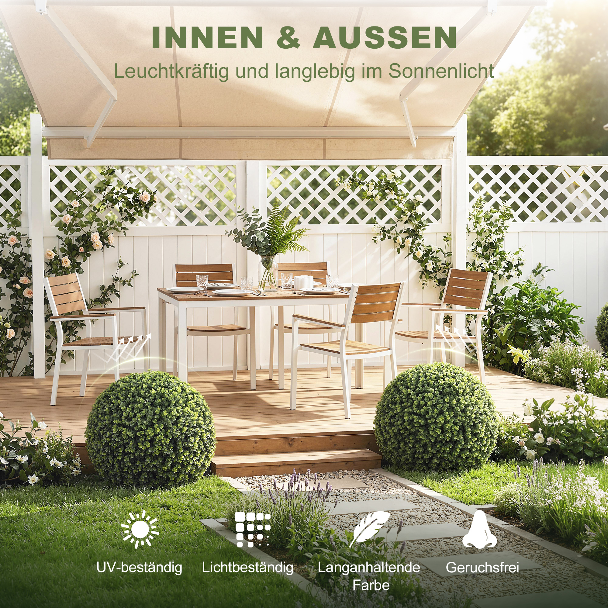 52 cm künstliche Buchsbaum-Kugeln im 2er-Set, UV-beständige Dekopflanzen mit 1086 Blättern für Innen- und Außen