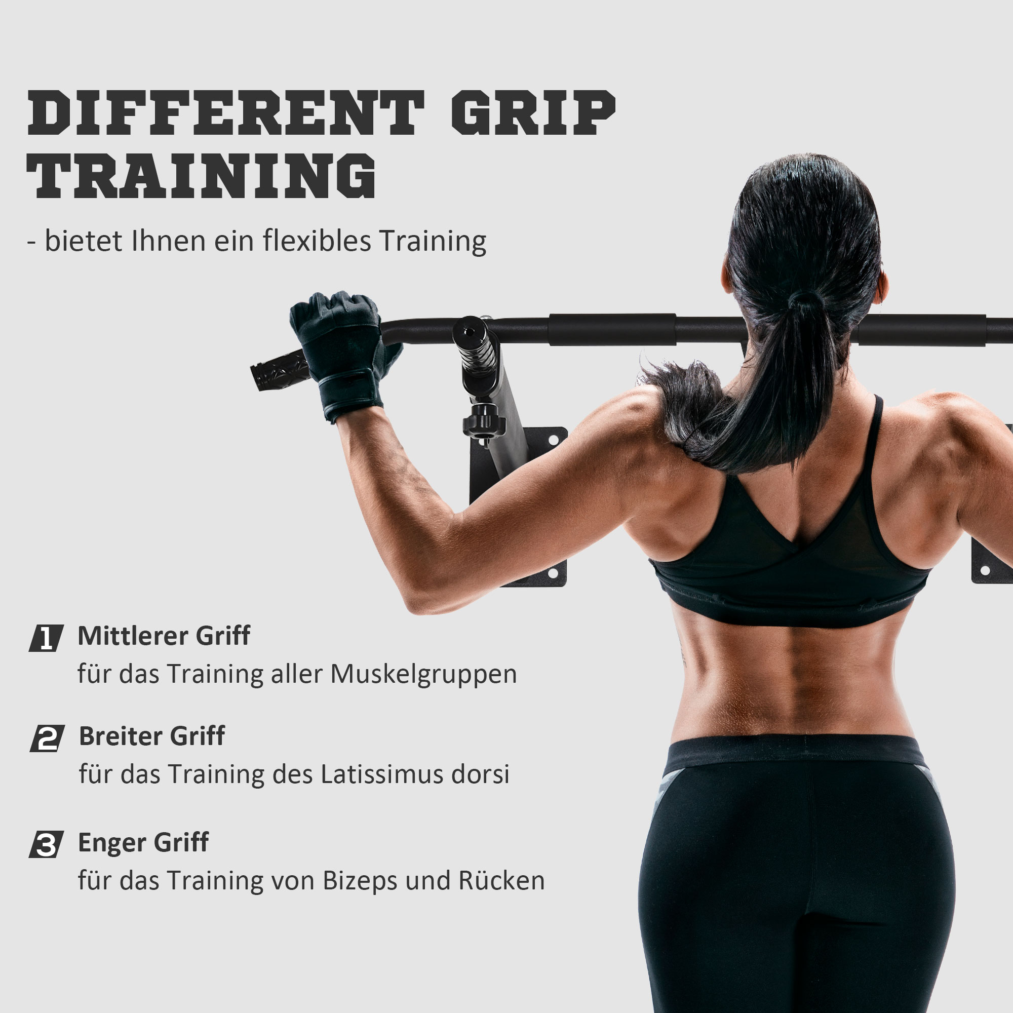 Klimmzugstange zur Wandmontage oder Deckenmontage bis 150 kg belastbar, Multifunktionale Pull Up Bar mit rutschfest Griffe, Ösen sicher stabil Klimmzug Stange für Fitness Zuhause, Stahl Schwarz