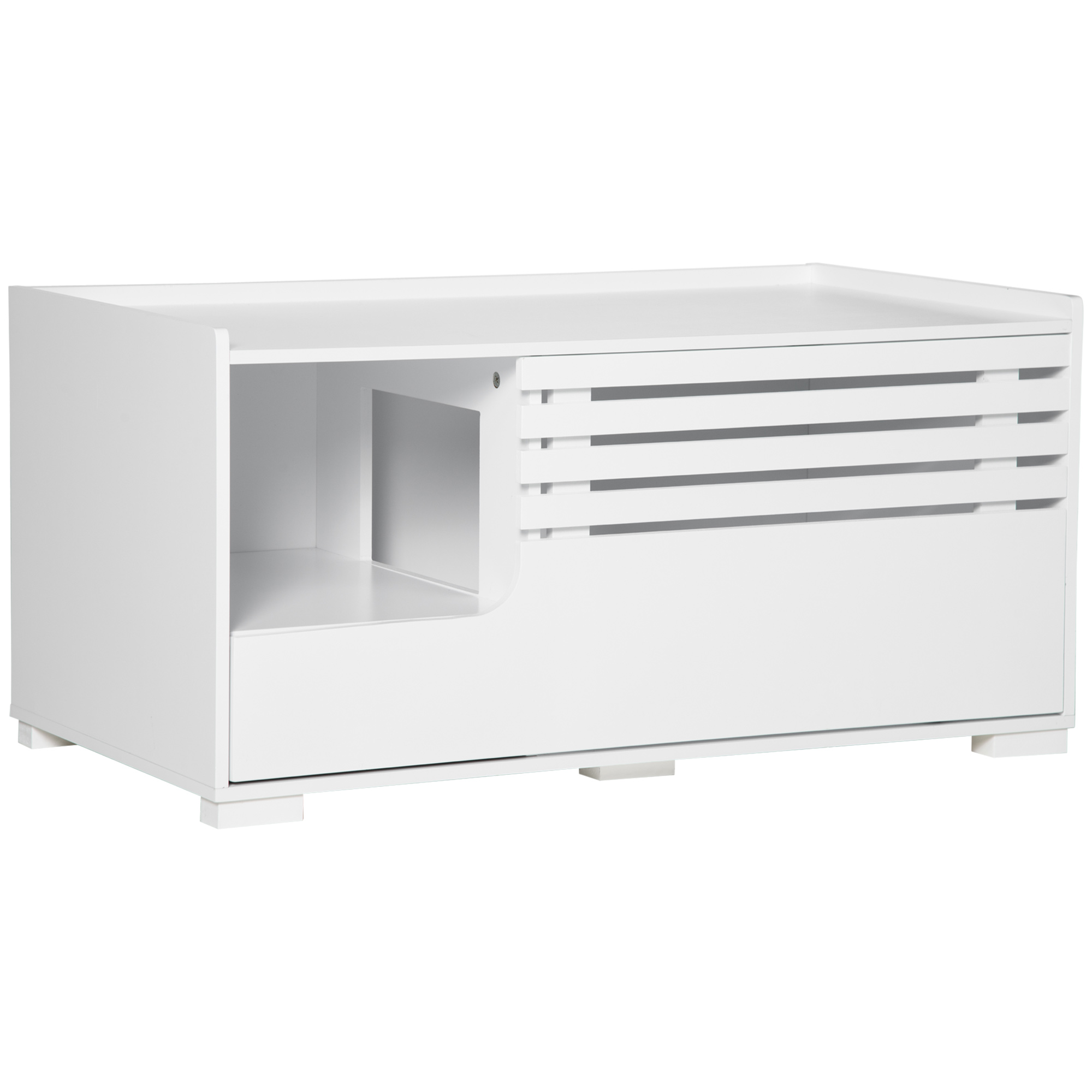 Katzenschrank mit 2 Regalen 2-in-1 Design Magnettür Weiß