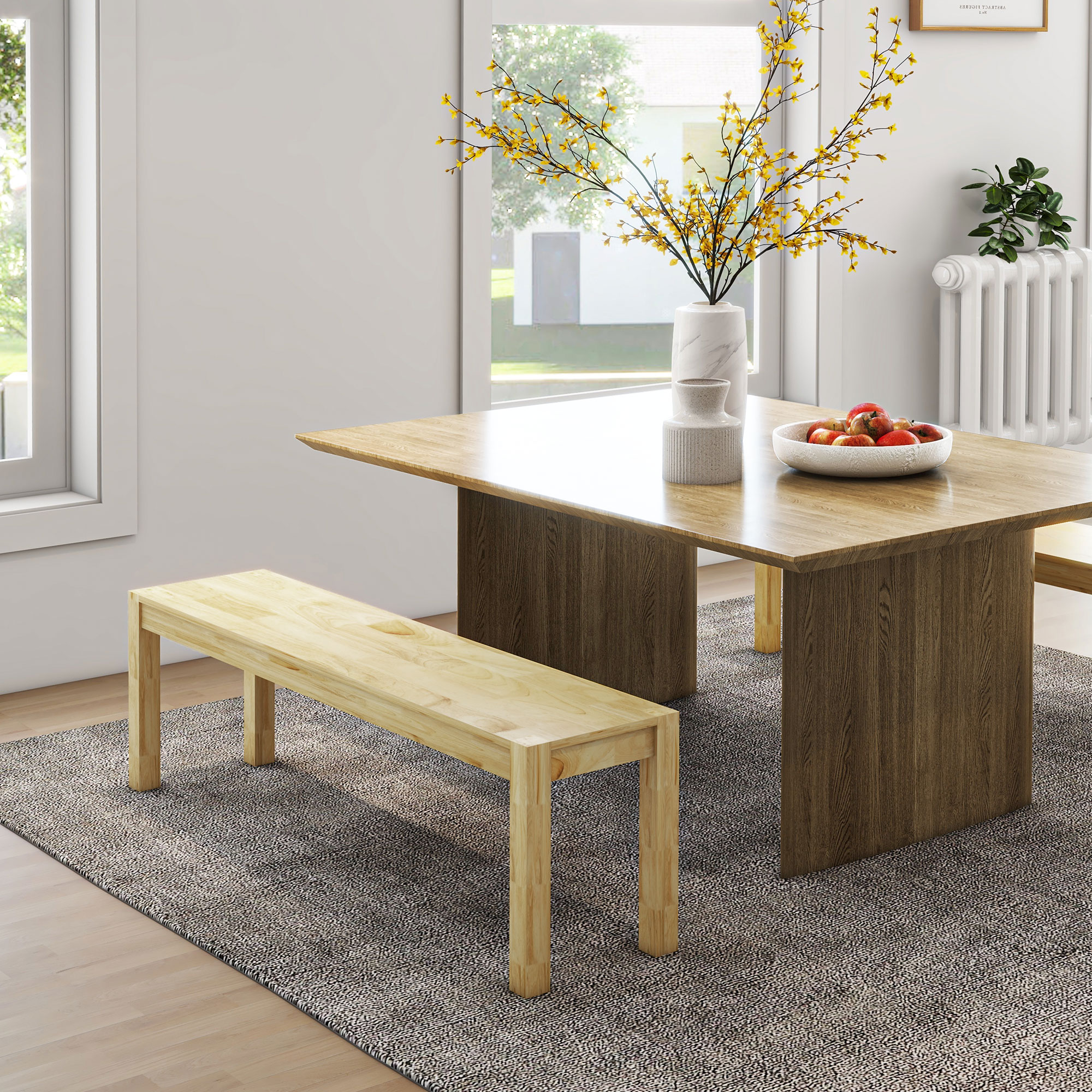 Sitzbank aus Massivholz, 3-Sitzer, Bank, Küchenbank, Kiefernholz, Natur