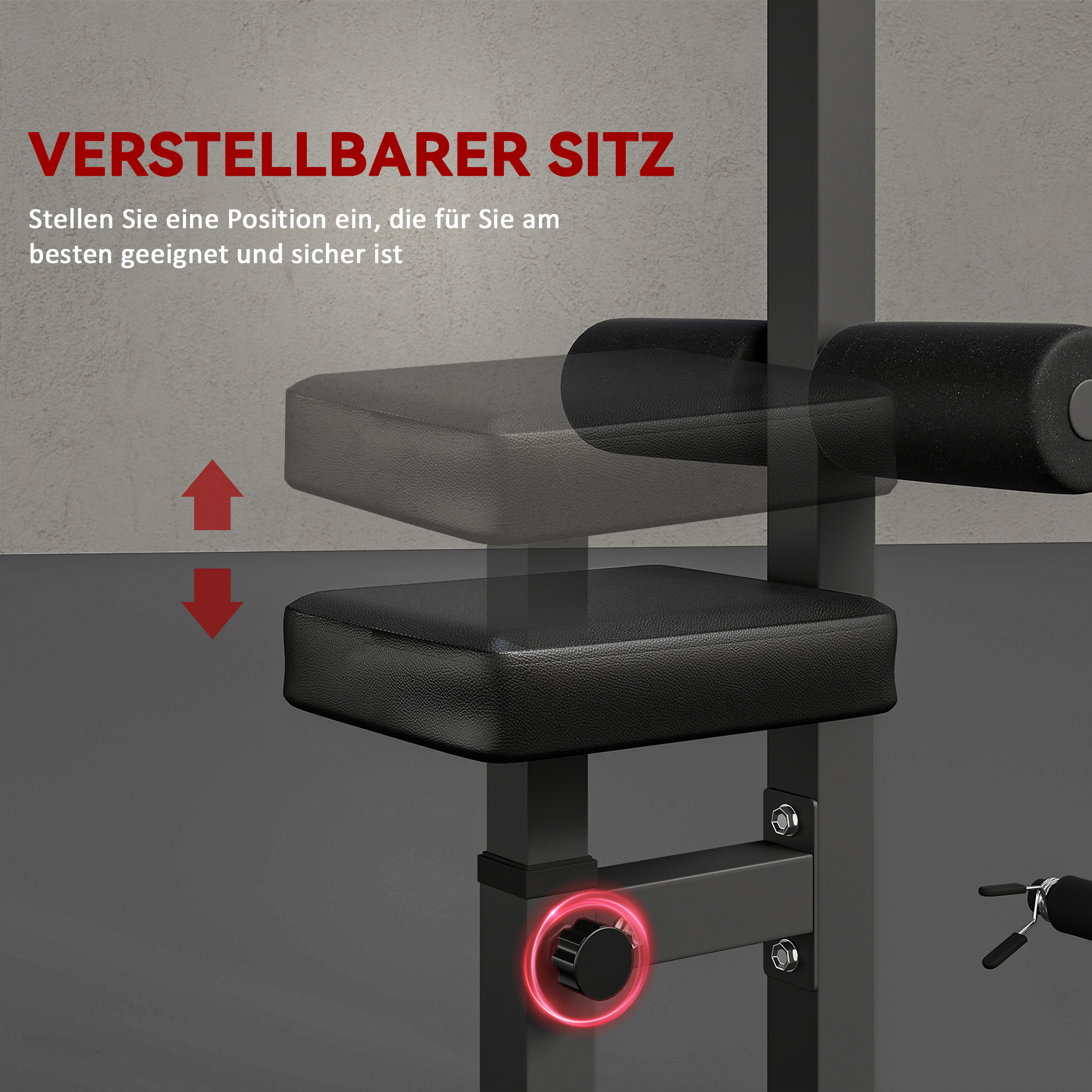 Kraftstation mit Riemenscheibe Sitz verstellbar und mehreren Kabelpositionen Stahl Schwarz 107 x 120 x 190 cm