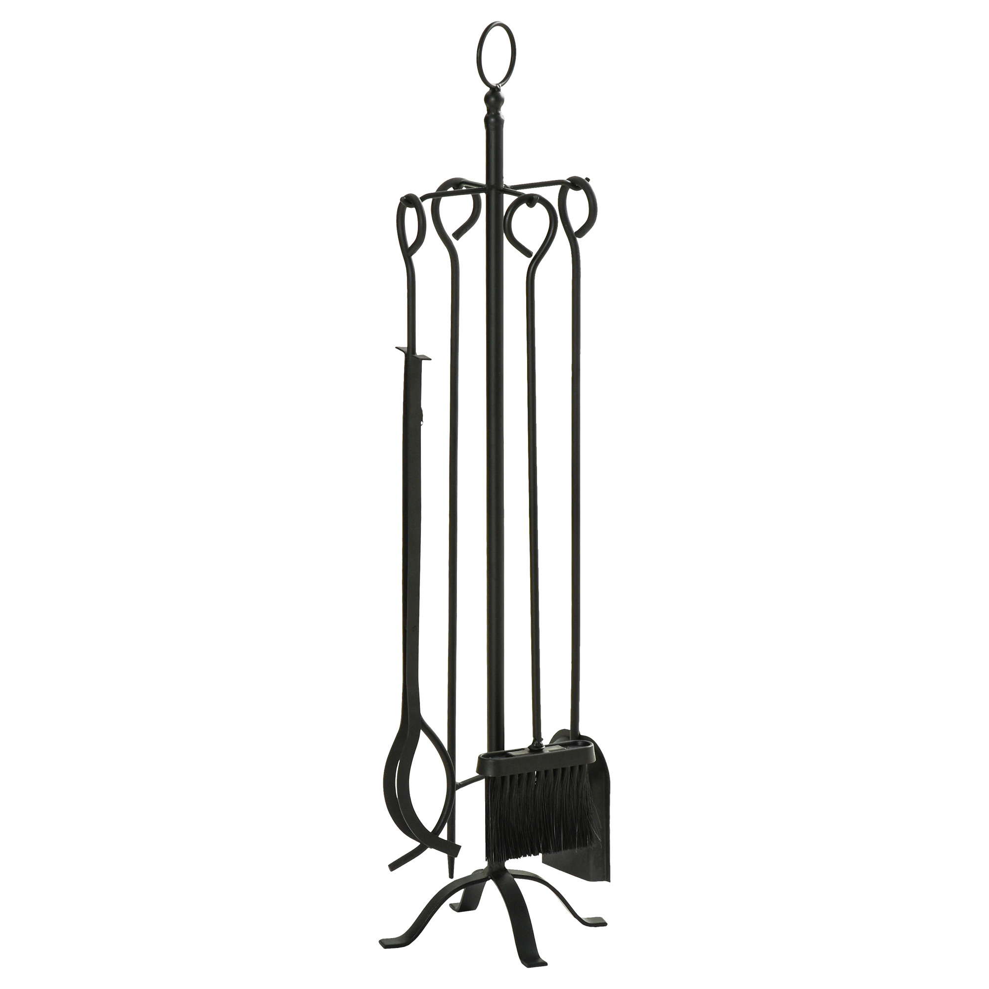 5-teiliges Kamingarnitur Kamin Garnitur Set Kaminbesteck innen Kamin Zubehör Kaminofen Besteck Schmiedeeisen Besteck Werkzeuge Metall Schwarz 20 x 20 x 82,5 cm