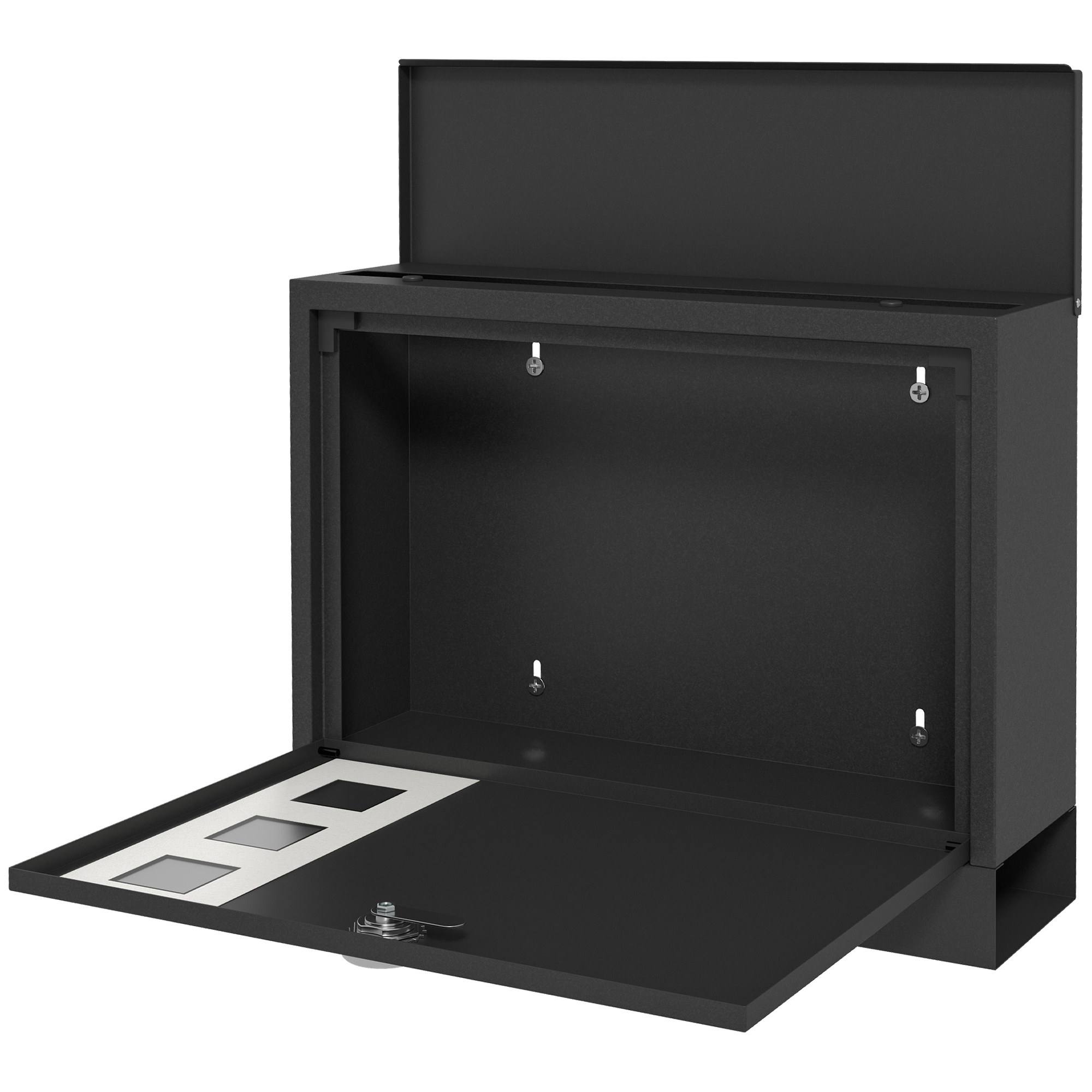 Briefkasten Metallbriefkasten, modern, abschließbar, 36,5 x 11,5 x 29 cm, Schwarz