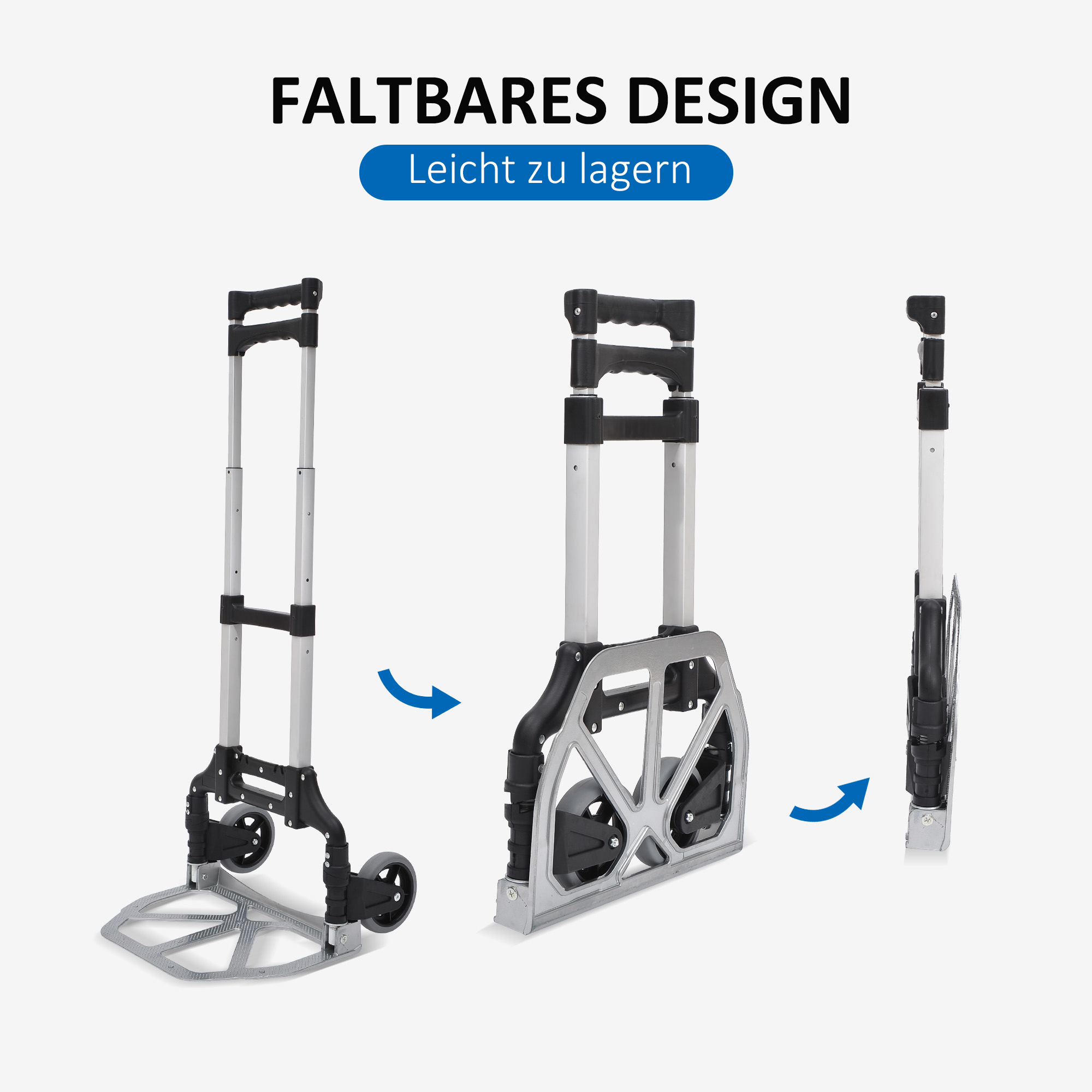 Alu Sackkarre Transportkarre klappbar Handkarre Stapelkarre Aluminium max, 70 kg belastbar