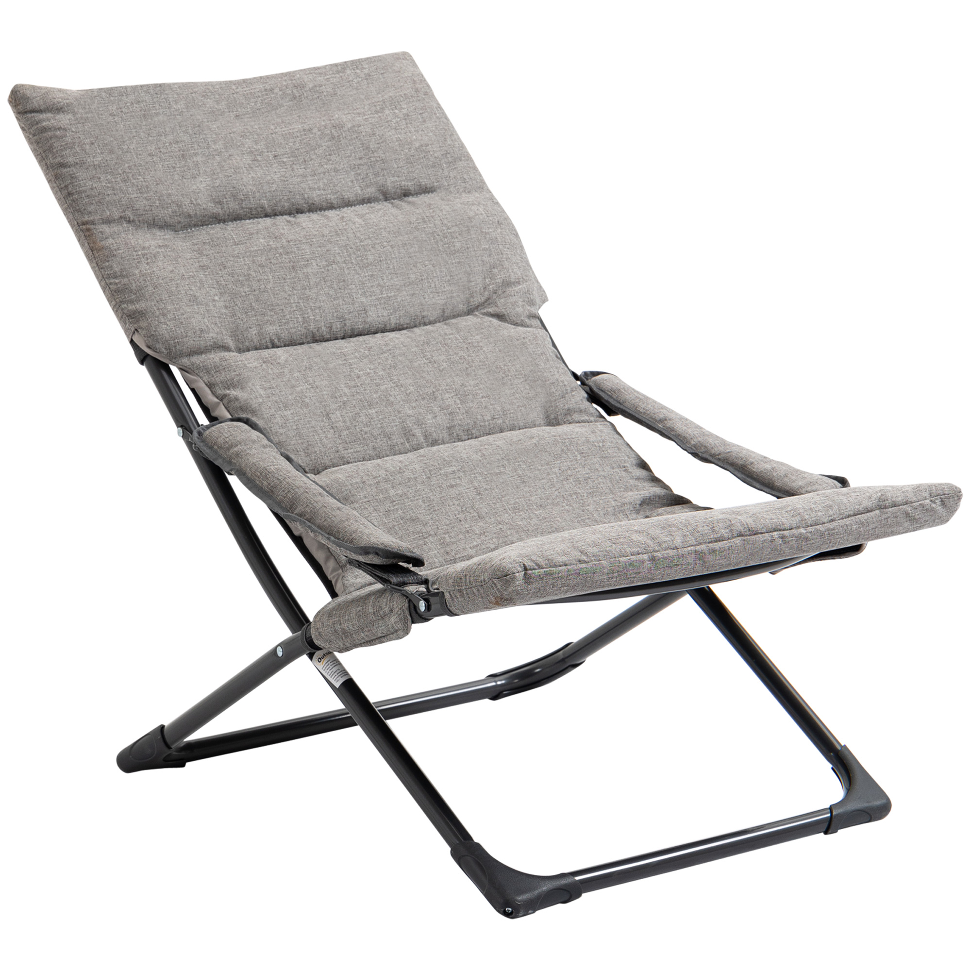 Gartenstuhl aus Metall Klappstuhl mit Auflage abnehmbar wetterfest klappbar Campingstuhl Liegestuhl 120kg Belastbarkeit Sitzmöbel für Garten Terrasse Balkon 66B x 94T x 79H cm Grau