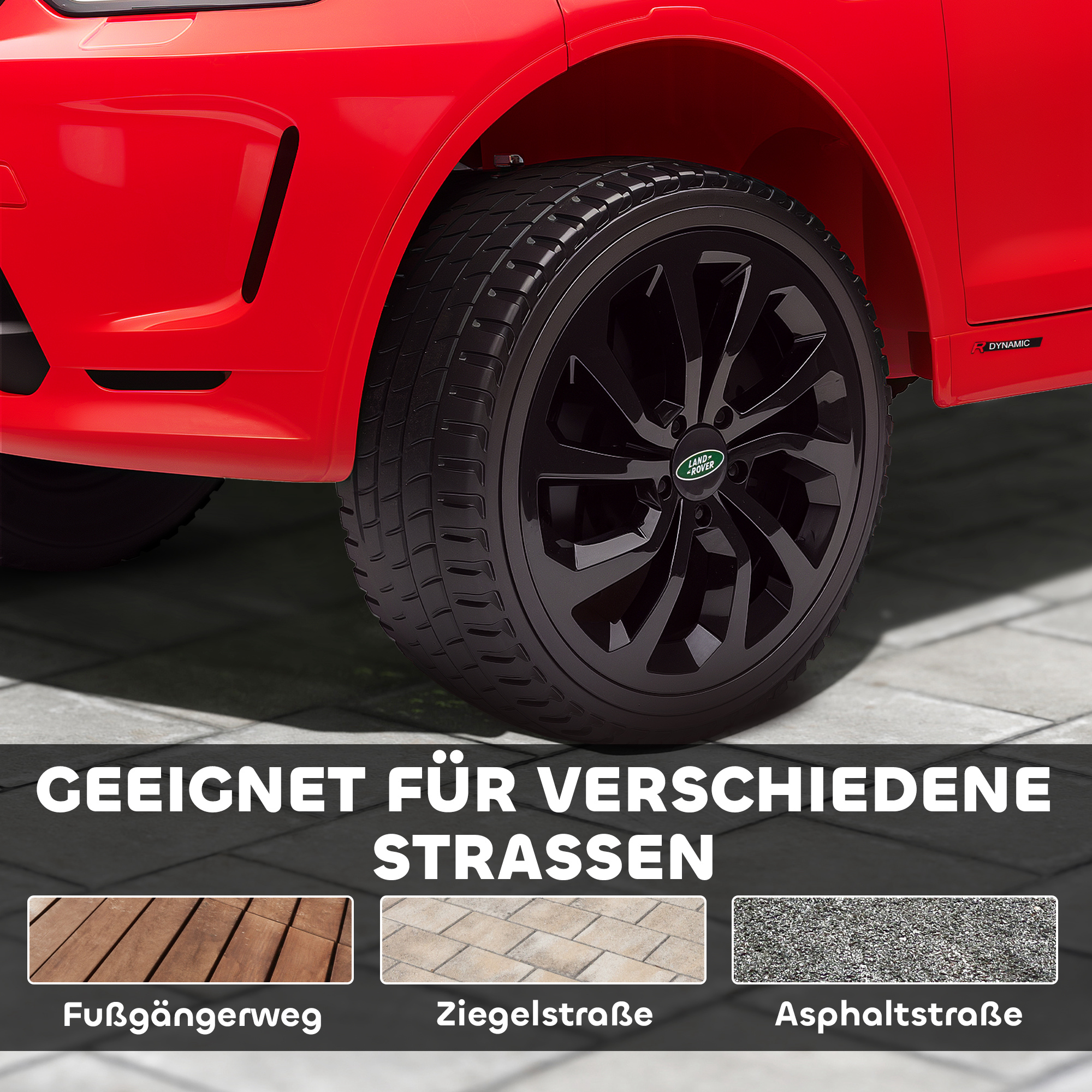 Kinder-Elektroauto, 12V Kinderfahrzeug mit Fernbedienung, LED-Lichtern, Musik und Hupe, 3-6 Jahre, Rot