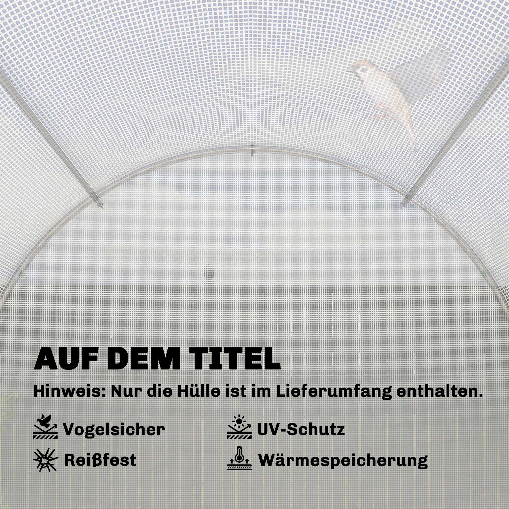 Gewächshausfolie 4 x 2 m, wasserdicht Gartenfolie mit Tür, 8 Fenster, UV Schutz, Reißfest Polyethylen Weiß