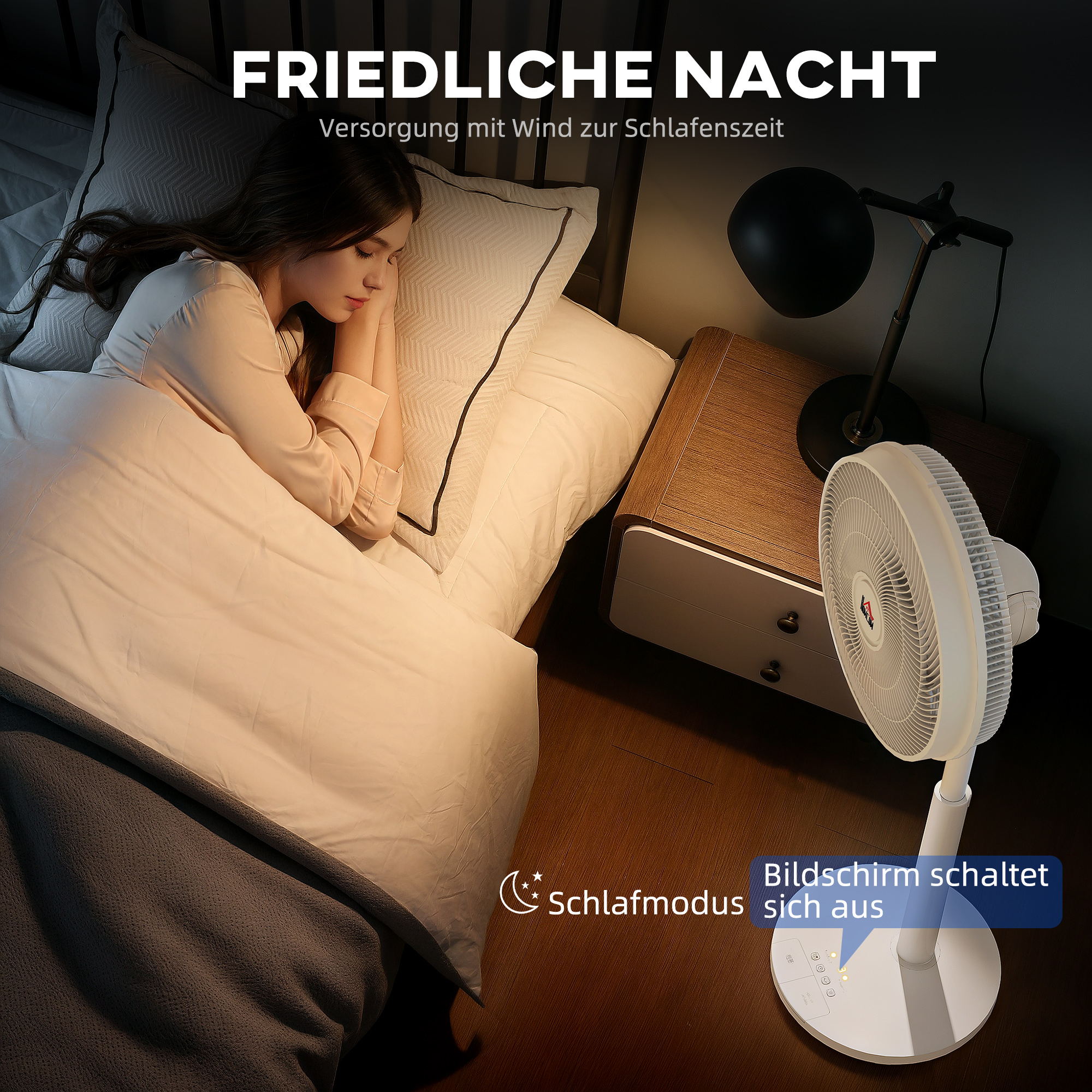 Ventilator, Klimaanlage, 3 Modi, LED-Anzeige, schwenkbar, Kunststoff, Weiß