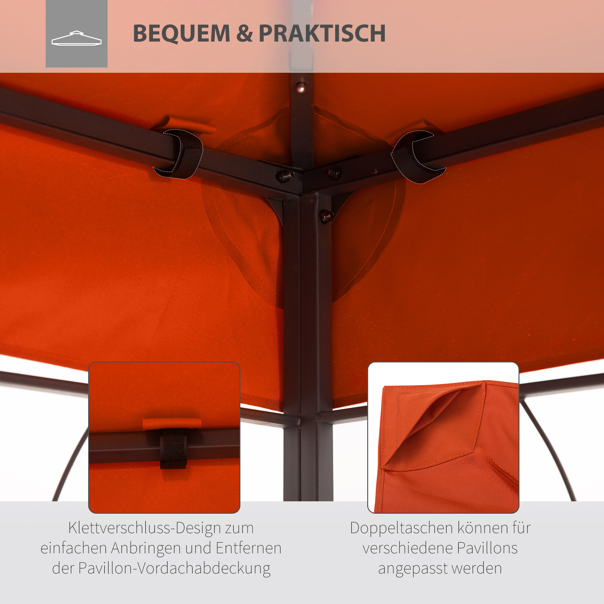 Ersatzdach für Gartenpavillons 3x4m Polyester Kaffee