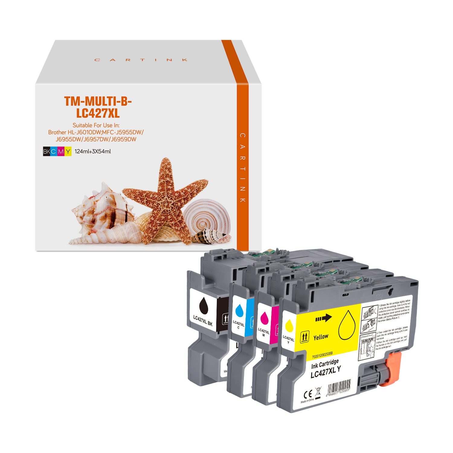 Multipack LC427XL alternativ Tinte für Brother  / LC427XLVAL / BK124ml / C,M,Y54ml