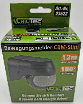 Aufputz Bewegungsmelder "CBM-Slim" 180°, LED geeignet, IP44, 1-800W, anthrazit