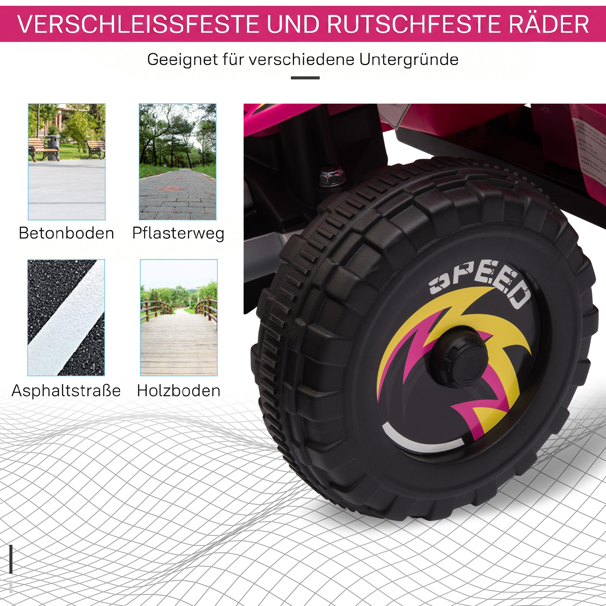 Kinder Quad Elektro 6V Kinderquad mit Vorwärts-, Rückwärtsfunktion für Kinder 1,5-3 Jahre bis 20 kg Rosa