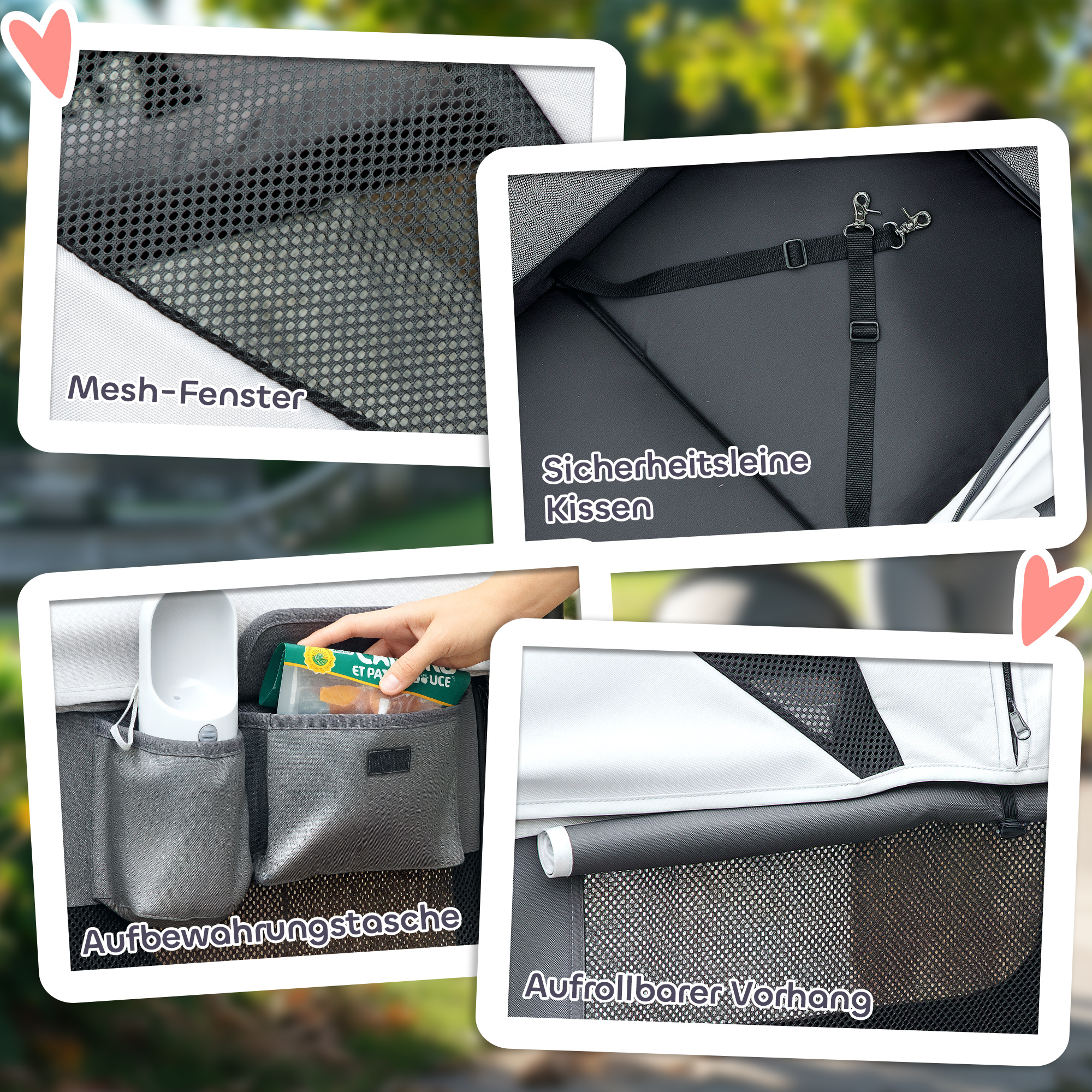 Hundewagen Hundebuggy klappbar für Hunde & Katzen bis 30 kg 110 x 65 x 102 cm Dunkelgrau