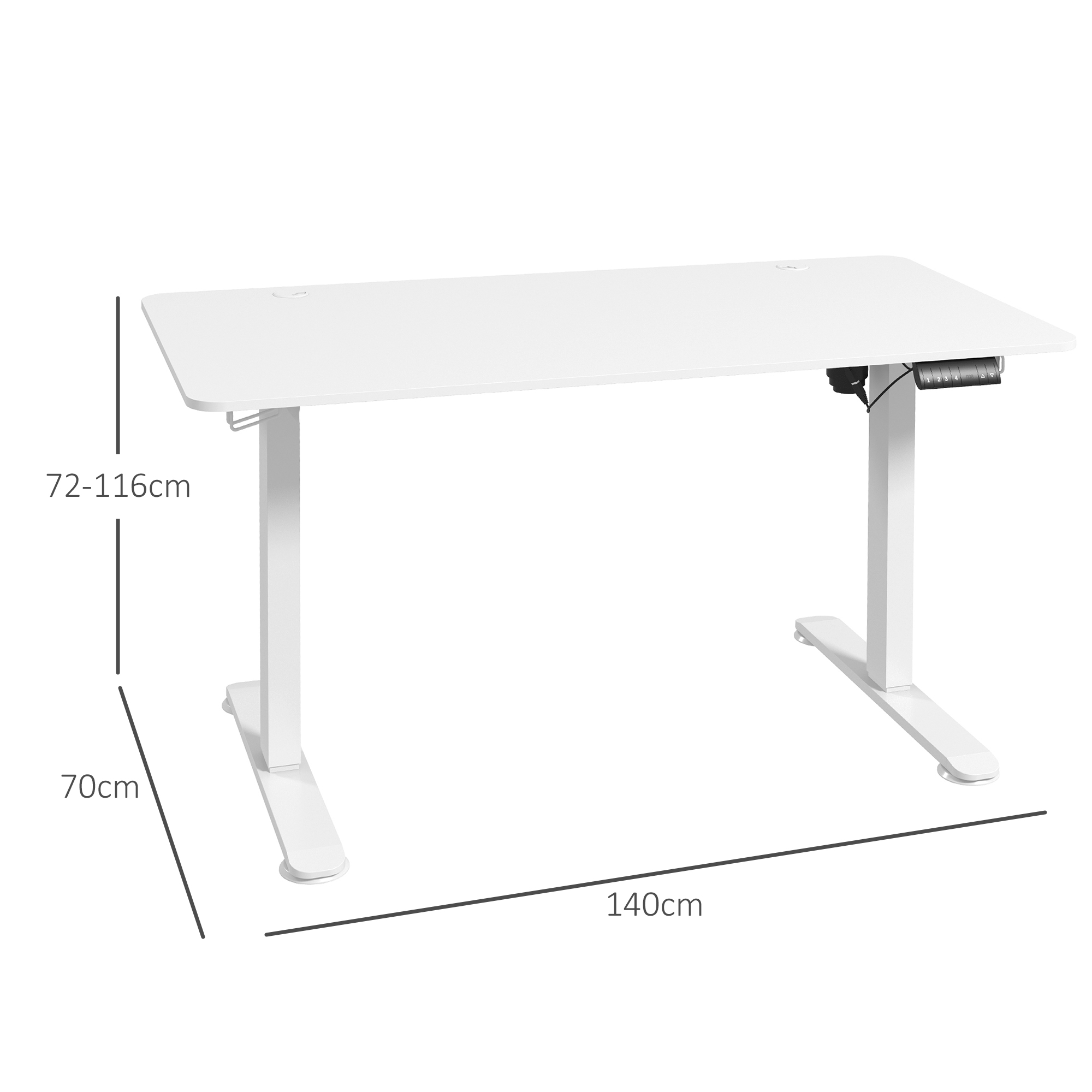 Stehpult höhenverstellbarer Computertisch Schreibtisch, 140 cm x 70 cm x 116 cm, Weiß