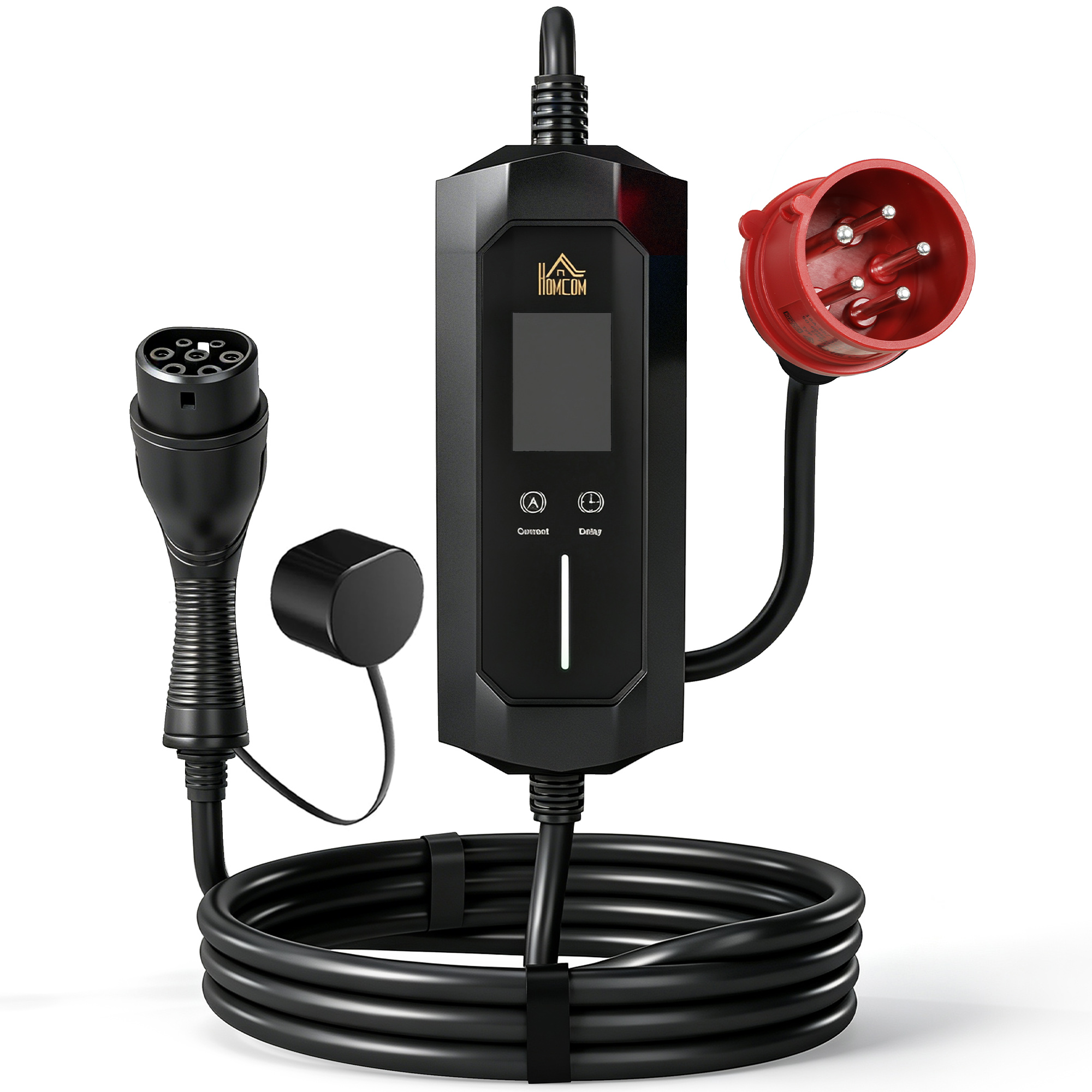 Mobile Wallbox 11kW 8m Typ 2 6–16 A 3-Phasig Ladekabel CEE 16A auf Typ 2 mit Einstellbarer Ladeleistung Startzeitvorwahl