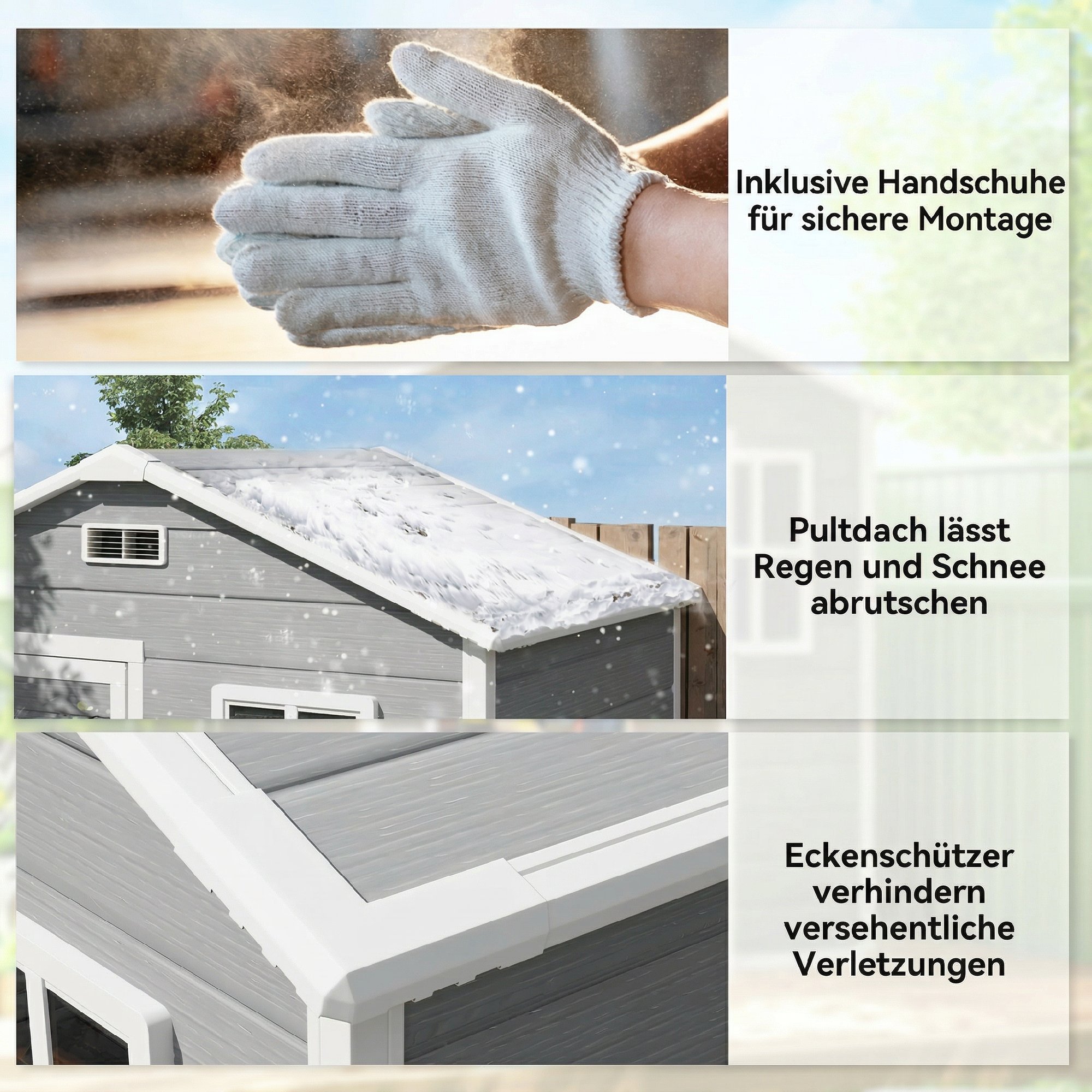 Gerätehaus 1,9m² 182 x 121 x 200cm Geräteschuppen mit Satteldach Boden Abschließbarer Tür