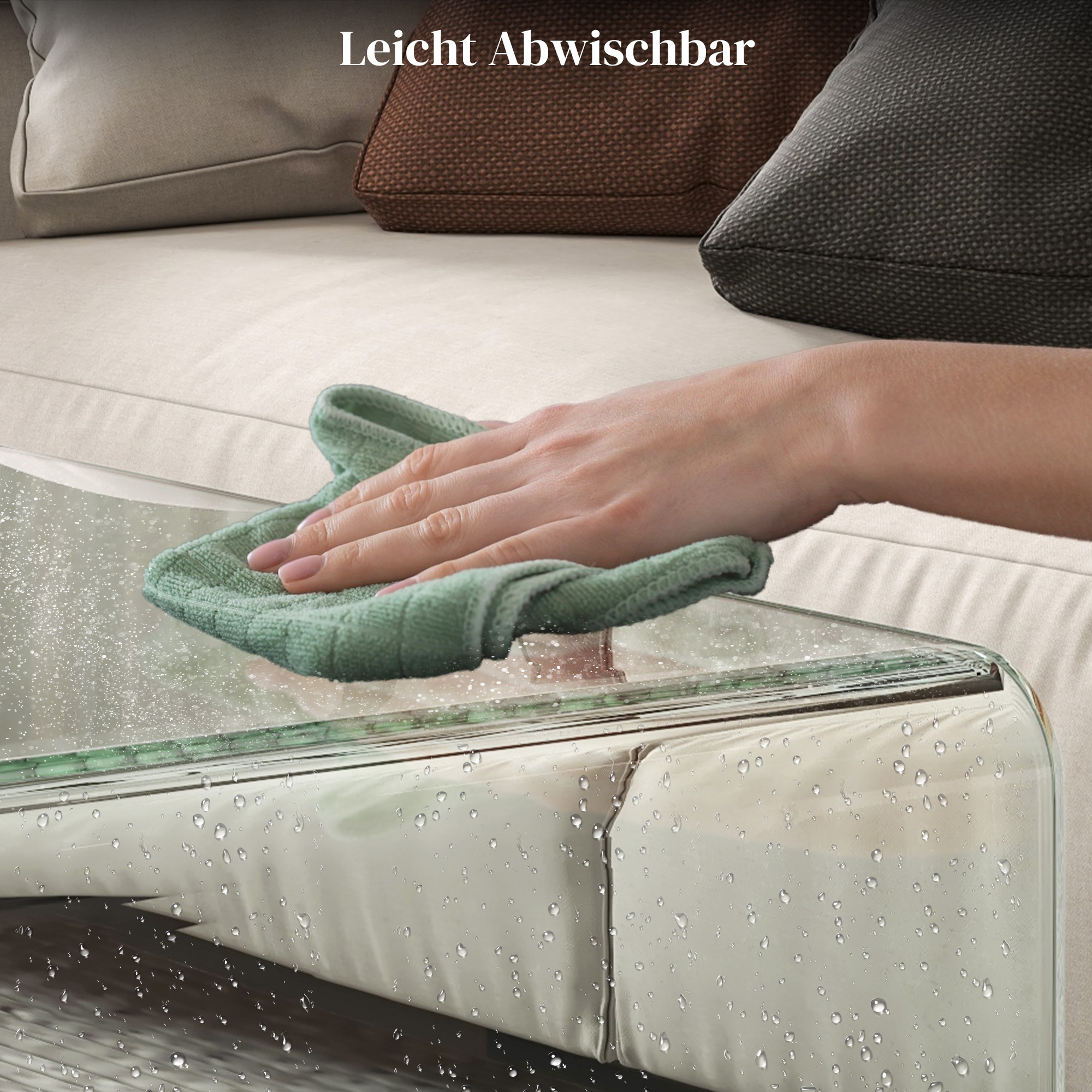 Stabiler Couchtisch aus Glas, einteiliges Design, schlicht und modern, 80 x 45 x 35 cm, Transparent