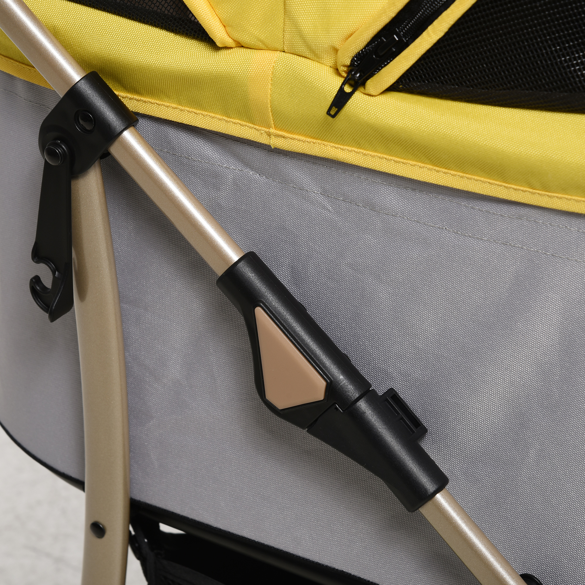 2-in-1 Hundebuggy Hundetrolley bis 10 kg klappbar Tragtasche Bodenkorb  82 cm x 49,5 cm x 98 cm Gelb