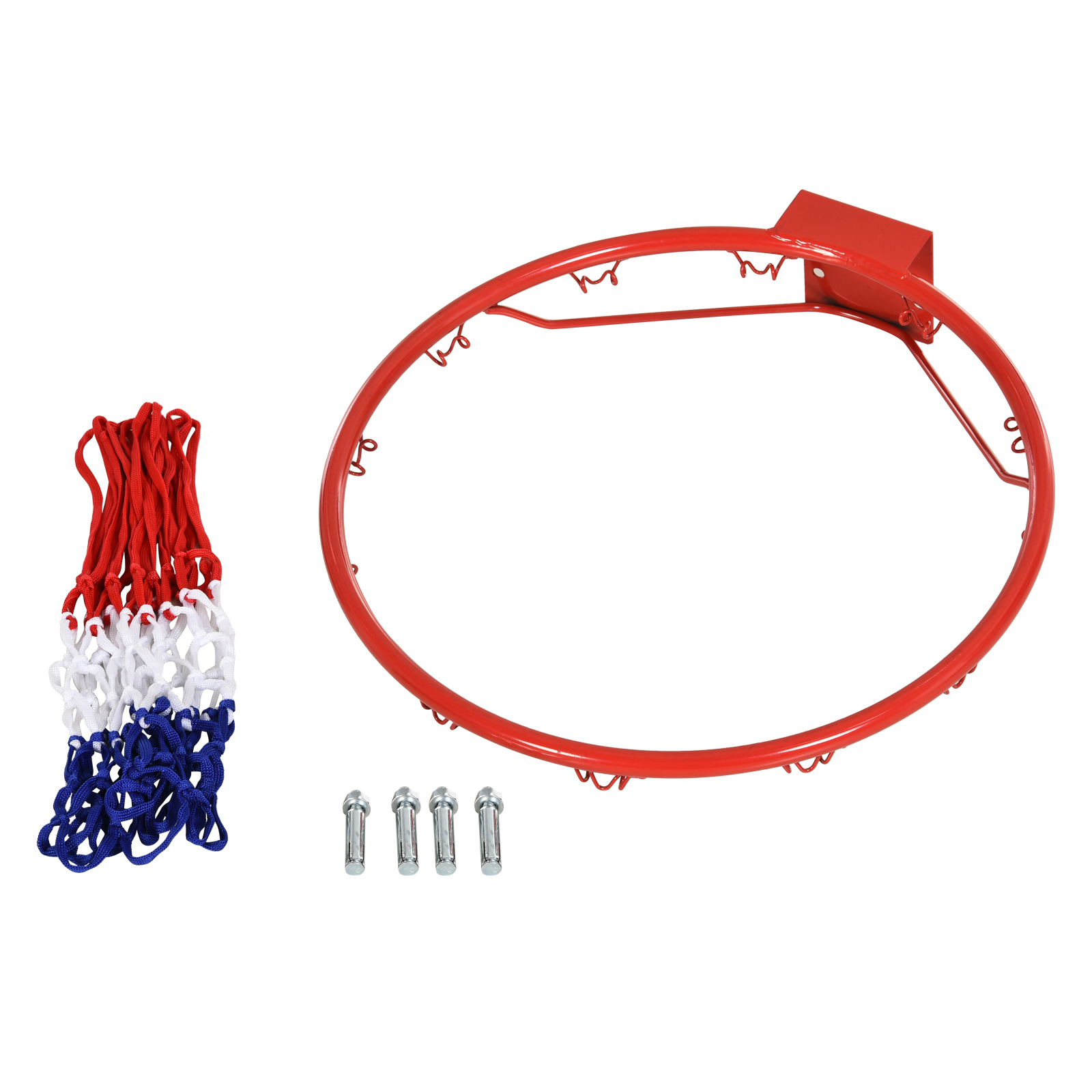 Basketballkorb, Indoor & Outdoor mit Ø46 cm Korb und Netz, Wandmontage, Basketball Board für Erwachsene, Rot + Blau + Weiß