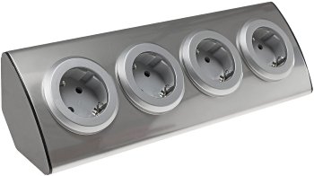 4-fach Steckdosenblock Edelstahl, 90° für Eck- &  Aufbaumontage