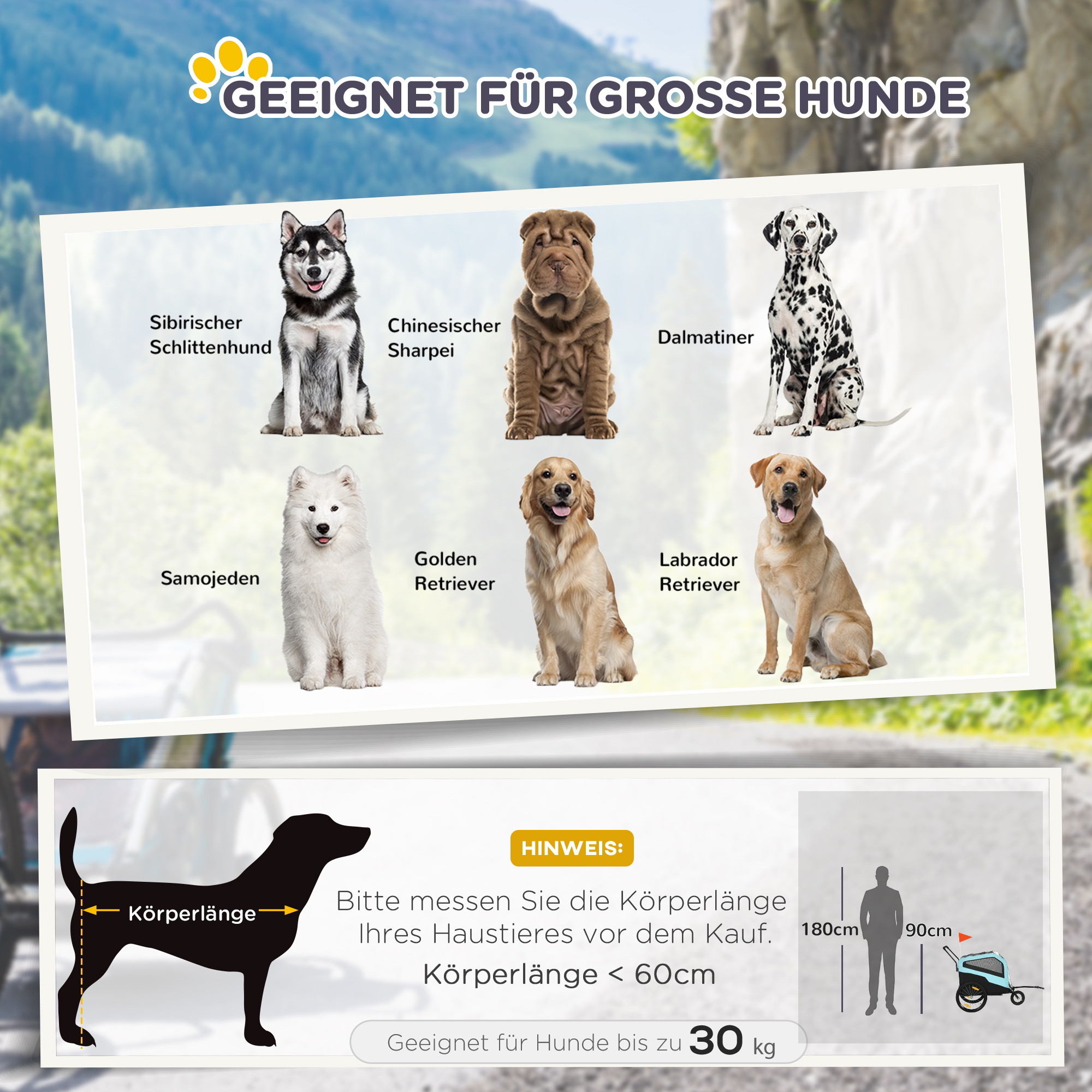 2-in-1 Hundeanhänger Hundewagen Fahrradanhänger bis 30kg klappbar Schiebefunktion 2 Eingänge Netzfenster Sonnenschutz Stahlrahmen hellblau 170 x 77 x 90 cm