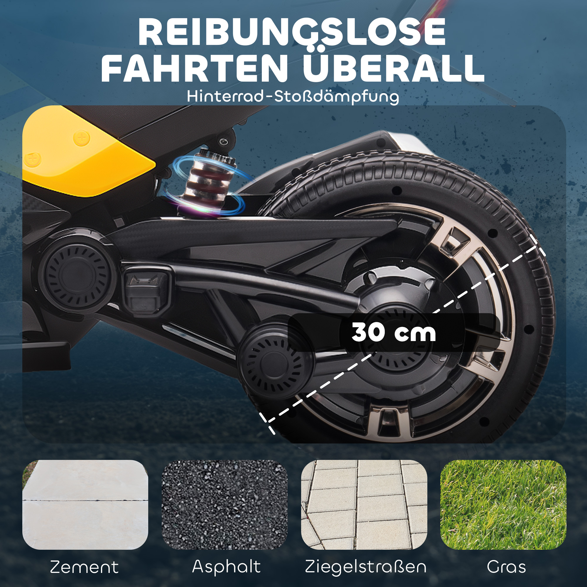 Kinderfahrzeug, Reverse-Dreirad-Design, Batteriebetrieb, MP3-Player, Hupe, 2 Geschwindigkeiten, LED-Lichter, 3-8 Jahre, Gelb