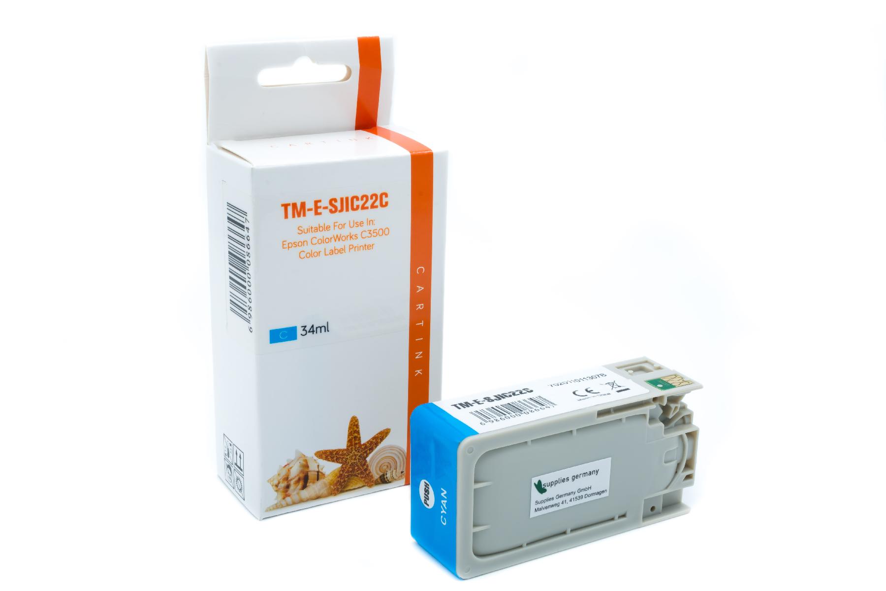 SJIC22C alternativ Seestern Tinte Cyan für Epson / C33S020602 / 32,5ml