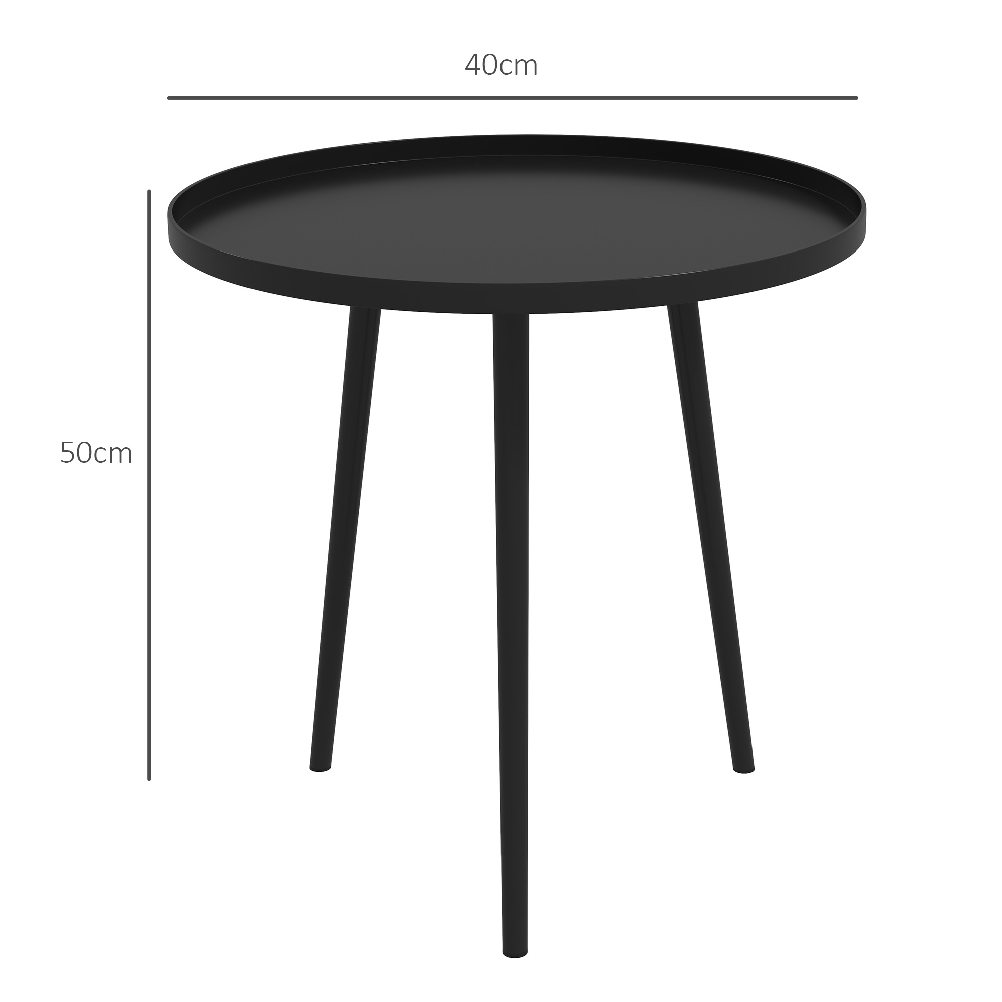 Outdoor Beistelltisch, Gartentisch, runder Terrassentisch, Stahl, ?40 x 50Hcm, Schwarz