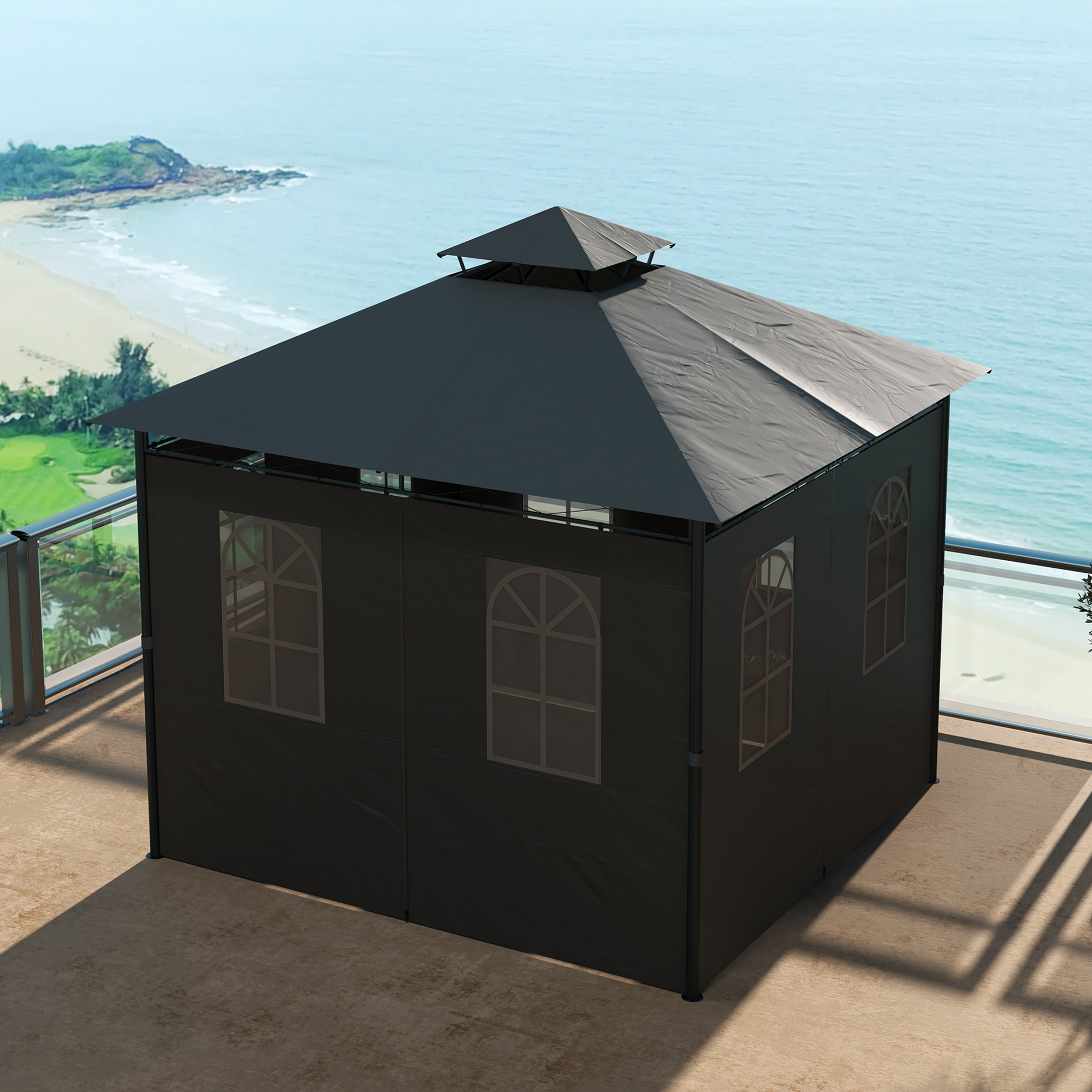 Pavillon Partyzelt Gartenpavillon, 3 x 3 x 2, 88 m, Dunkelgrau