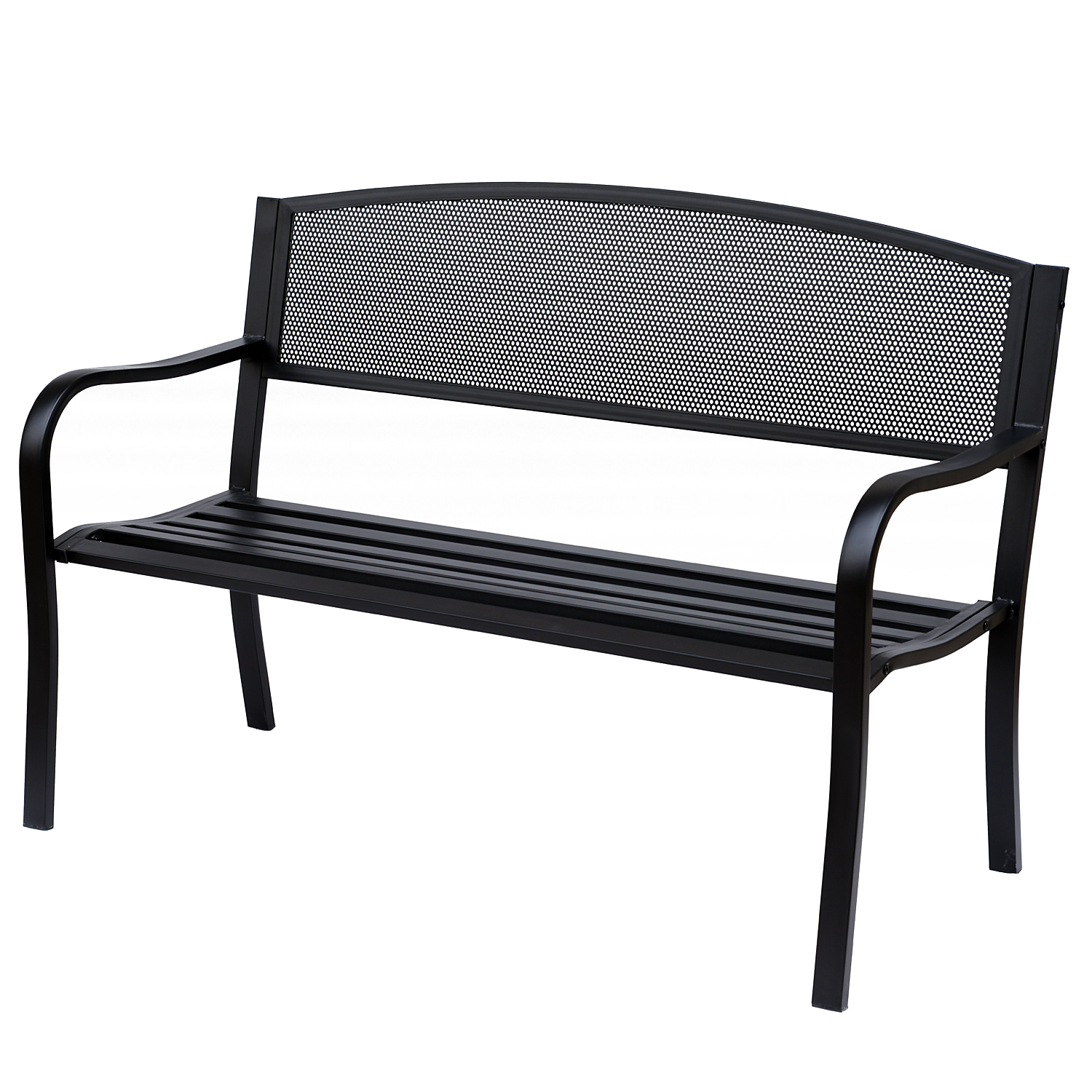 Gartenbank Sitzbank Parkbank 2-Sitzer Garten Stahl Schwarz B127 x T60 x H87cm