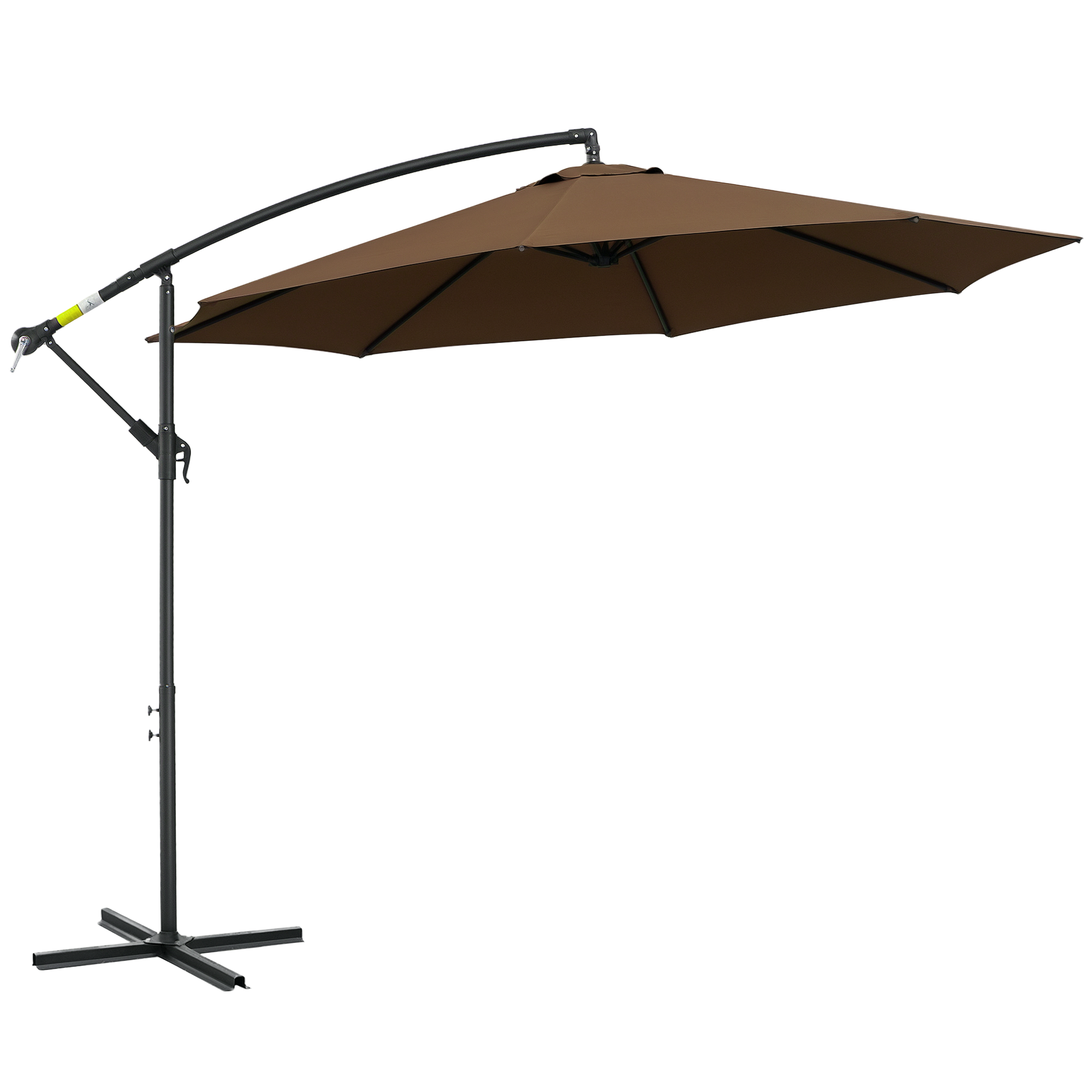 Sonnenschirm mit Kurbel Wetterbeständig 3 m x 3 m x 2,5 m Stahl Polyester Kaffee