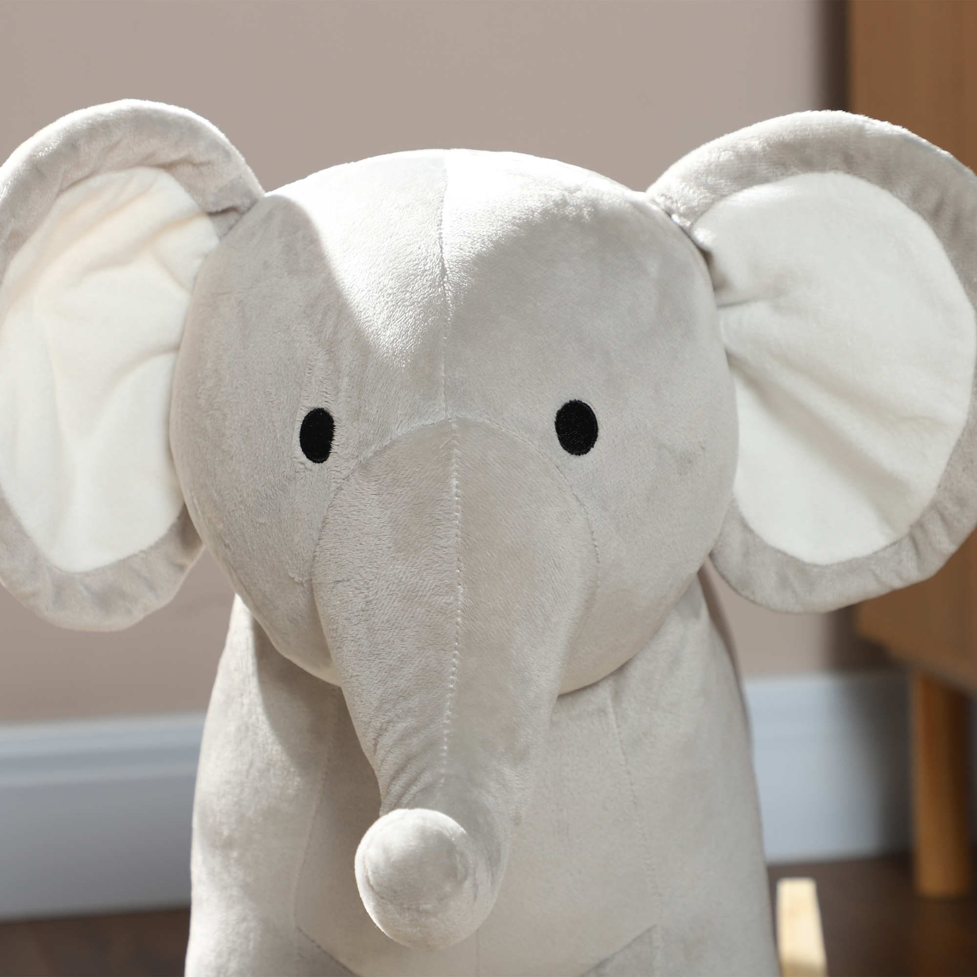 Schaukelpferd, Elefant, Soundeffekte, sichere Basis, für 2-4 Jahre, 64,5x31x52 cm, Grau