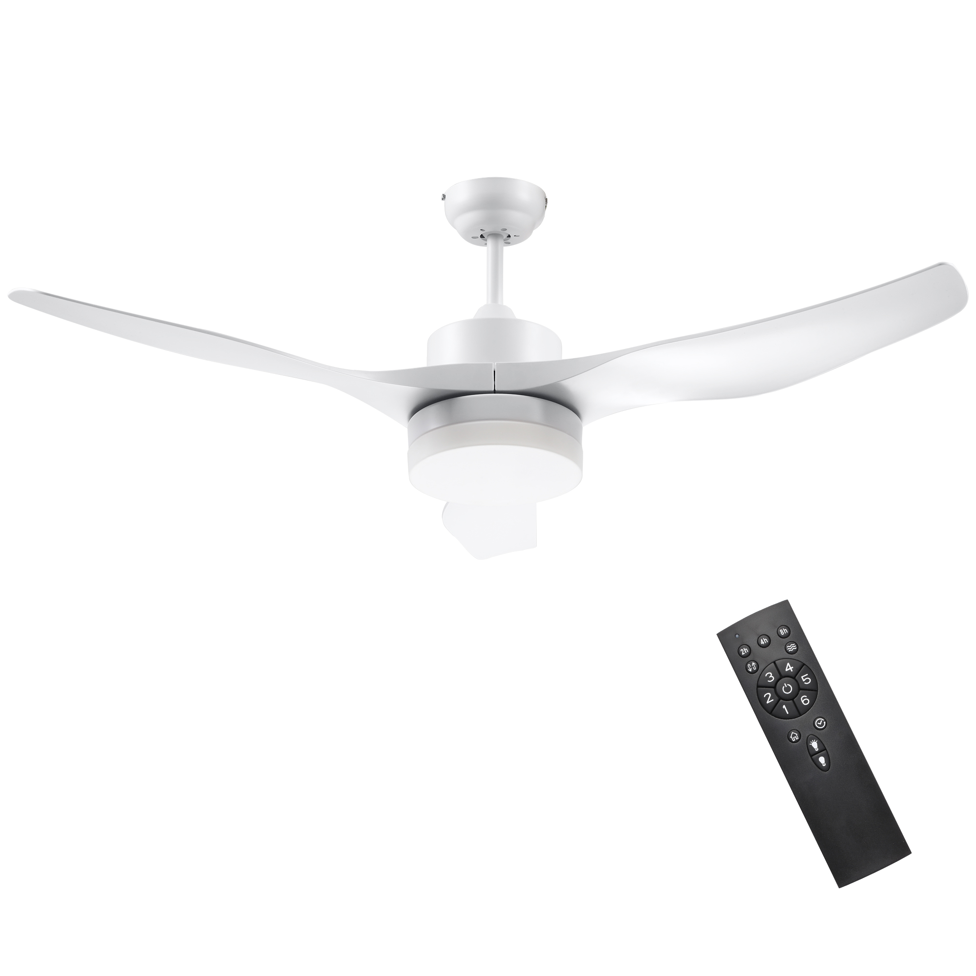 Deckenventilator mit LED-Licht, 2-in-1 Design, mit Timer, Fernbedienung, Deckenlampe mit Ventilator, Weiß