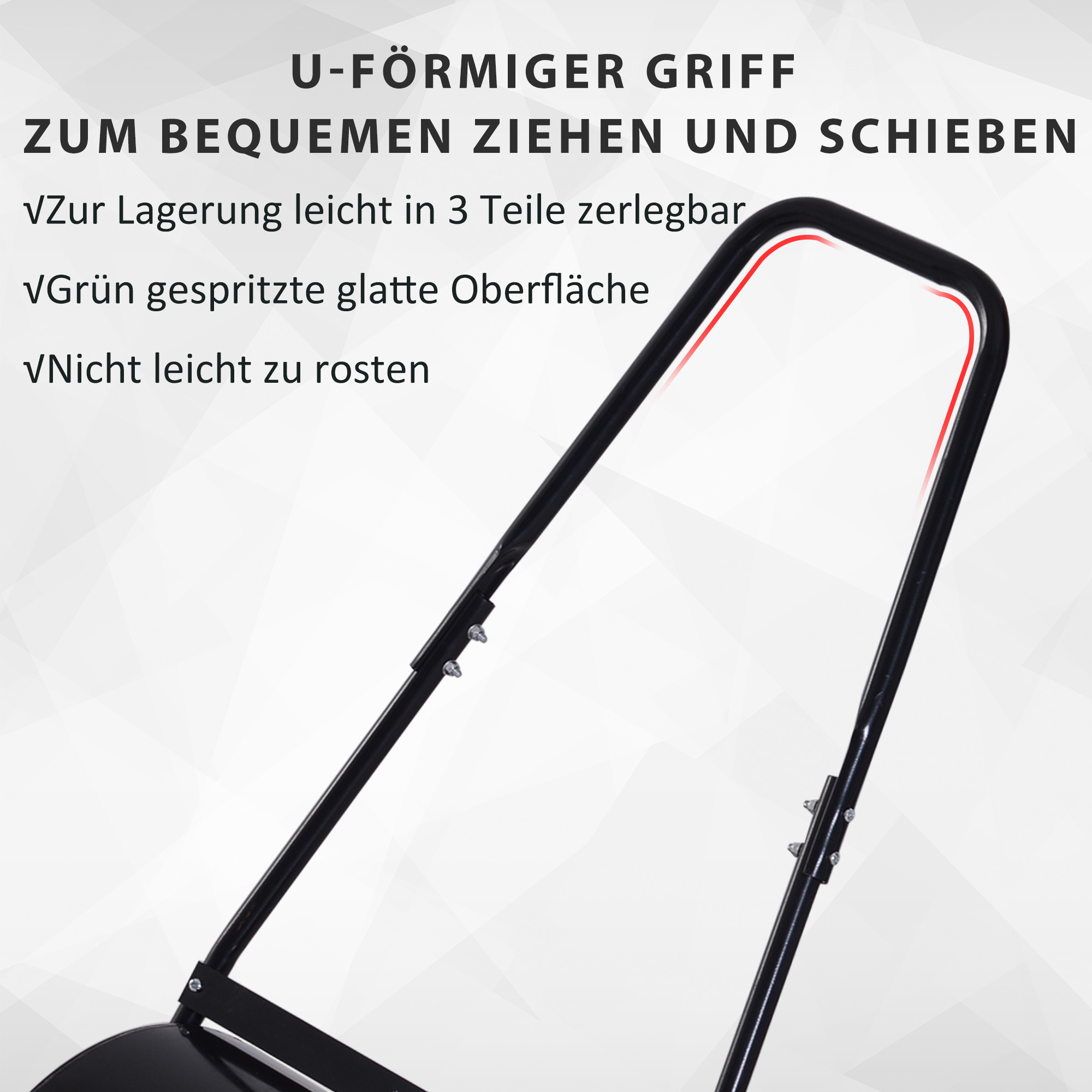 Rasenwalze mit U-Griff, Gartenwalze, Gartenrolle, 40 cm Durchmesser, 60 L Wasser-/Sandfüllung, Metall, Schwarz 57 x 40 x 123 cm