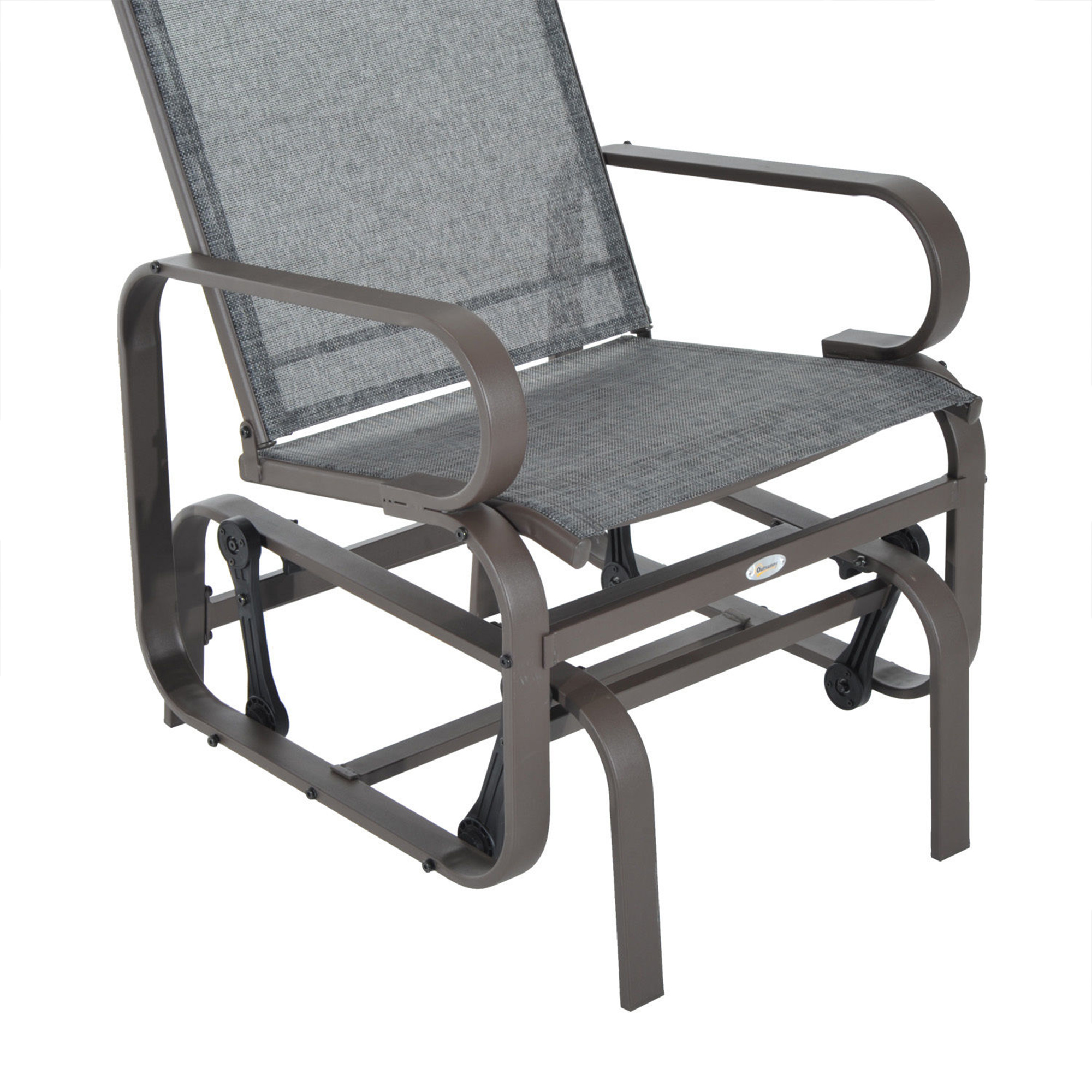 Schaukelstuhl Garten Gartenstuhl Relaxstuhl Gartenschaukel Garten Metall Schaukel Stuhl für Garten Terrasse Balkon Texteline Grau+Braun 60 x 78 x 105 cm