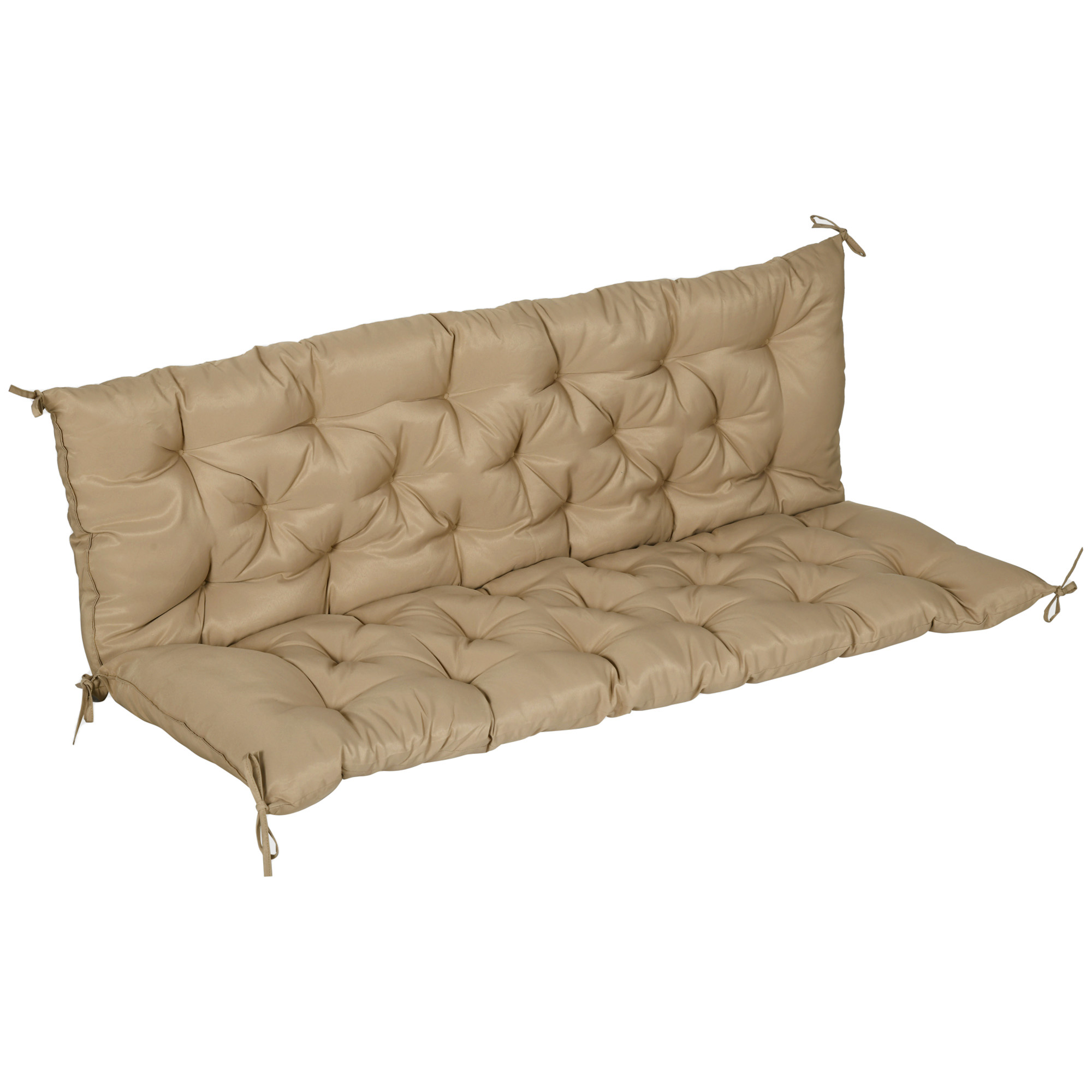 3 Sitzer Bankauflage 150x98x8 cm Bankkissen mit Bändern, Bankpolster für Gartenmöbel Hollywoodschaukel, Khaki