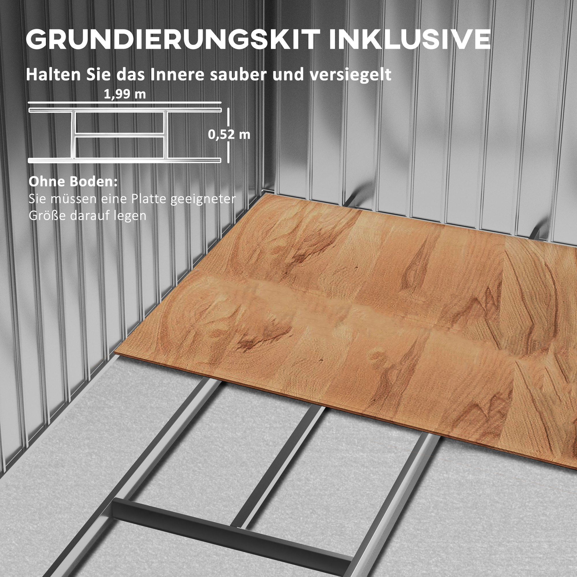 Geräteschuppen mit Schiebetüren 2,13 x 1,30 x 1,85cm Metall Kohlegrau