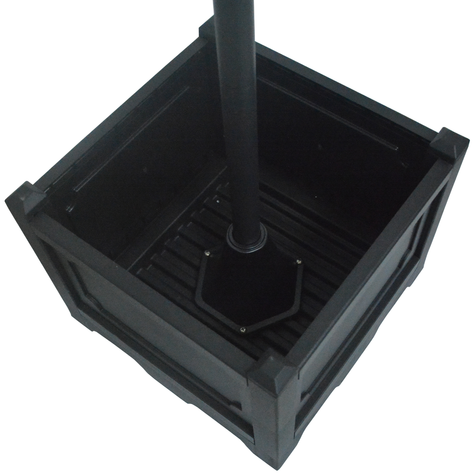 Solar Laterne Stehleuchte aus Metall, Gartenlaterne mit Lichtsteuerung, 189 cm hoch, Windlicht Außenleuchte, Wasserdicht IP44 mit Blumentopf-Basis für Garten Balkon Deko Schwarz